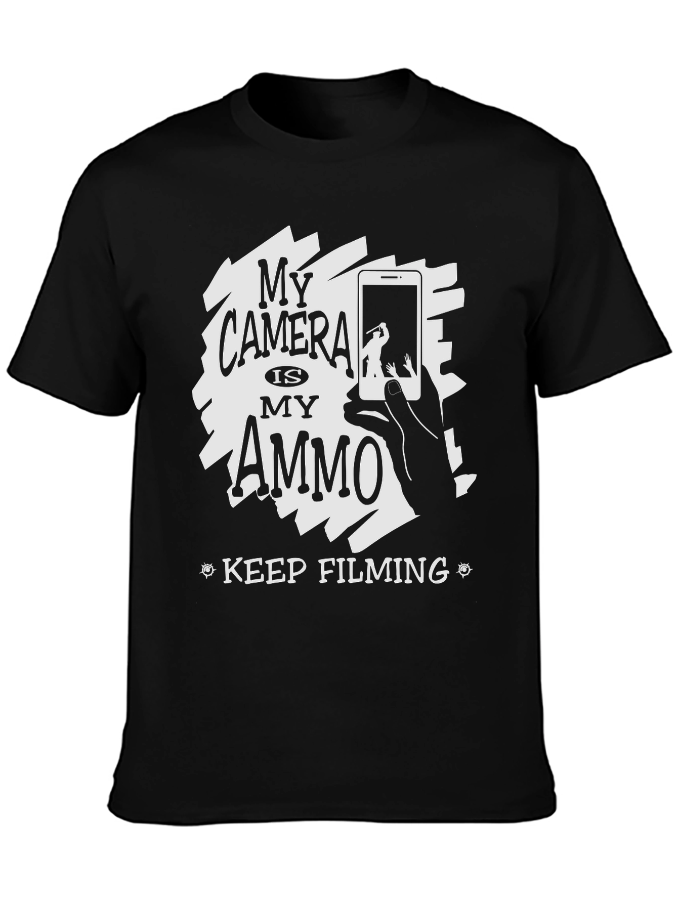 Black My Camera Is My Ammo Black T-Shirt view 3