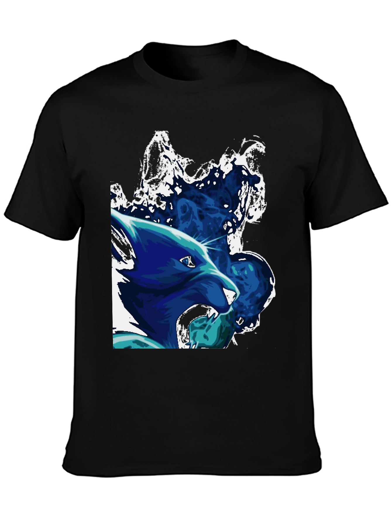 Black Graphic Wolf Black T-Shirt view 3