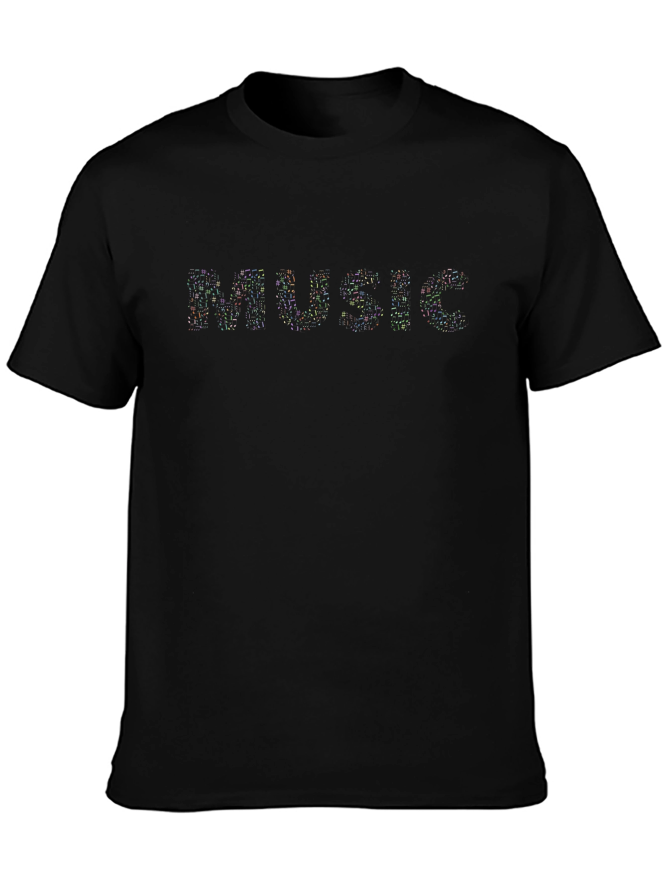 Black Music Notes Design Black T-Shirt view 3