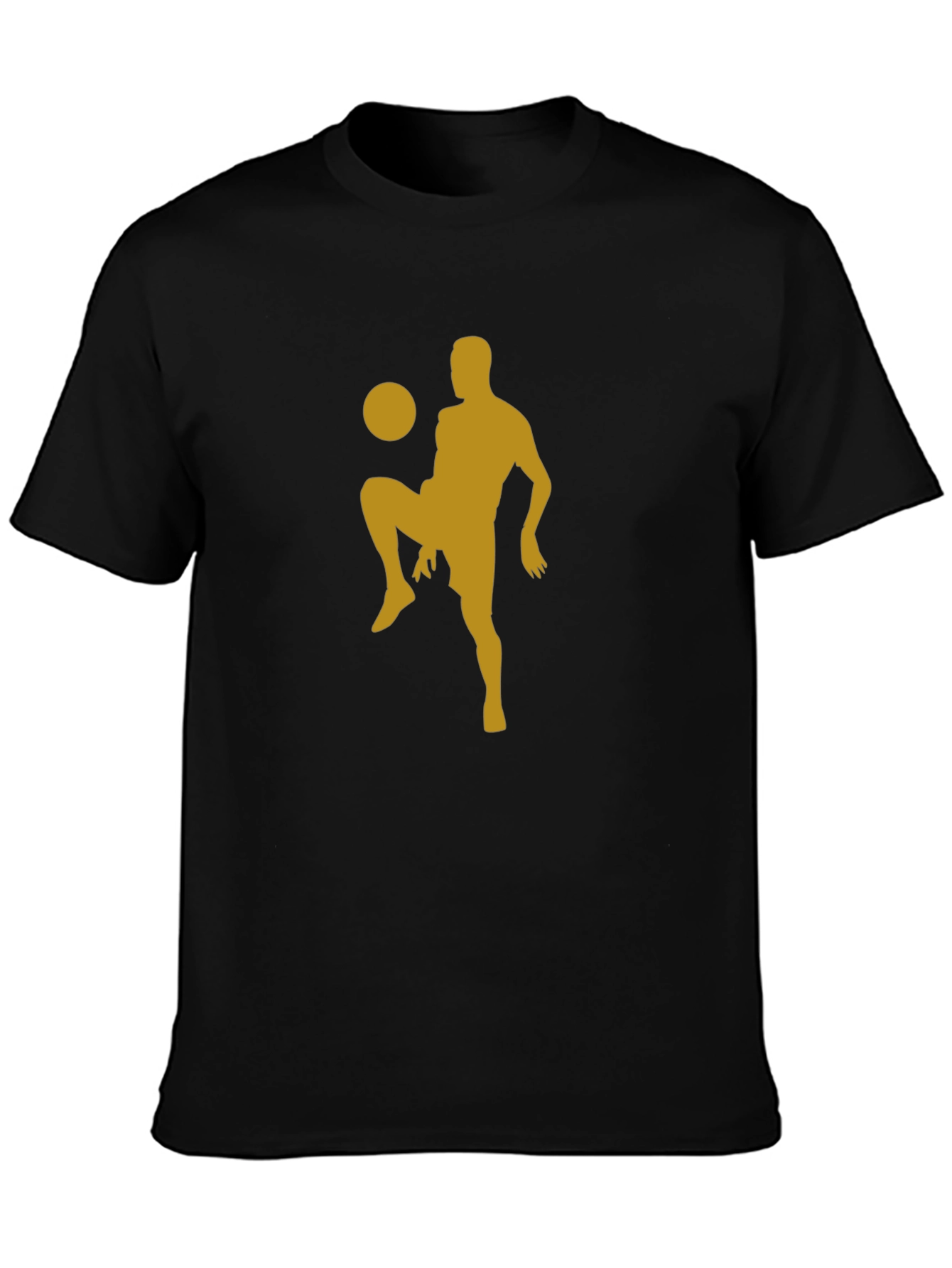 Black Soccer Player Silhouette Tee - Black Cotton Blend Shirt view 3