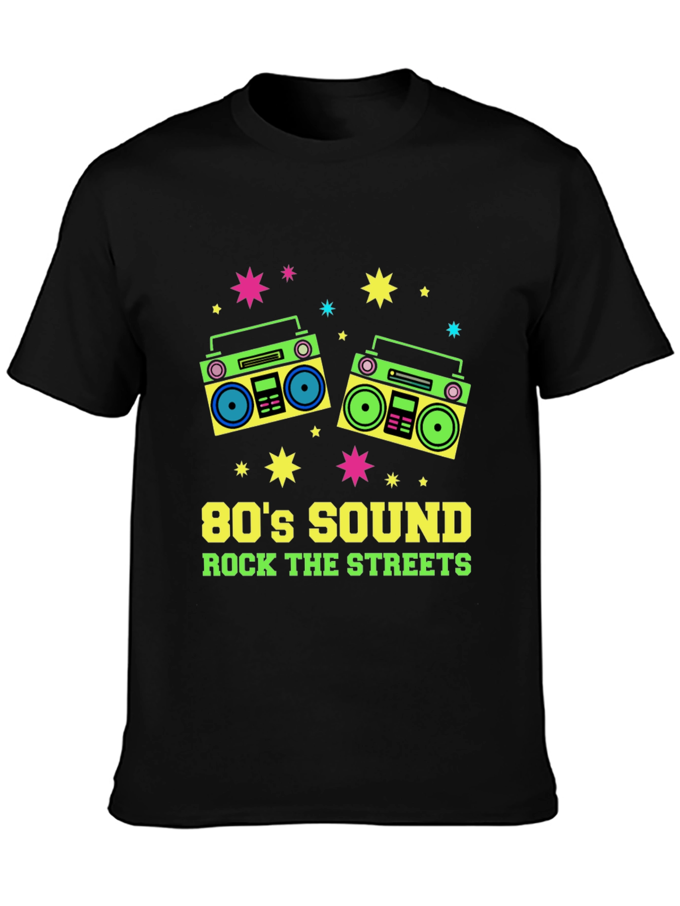 Black 80's Sound Retro Boombox Graphic Tee view 3