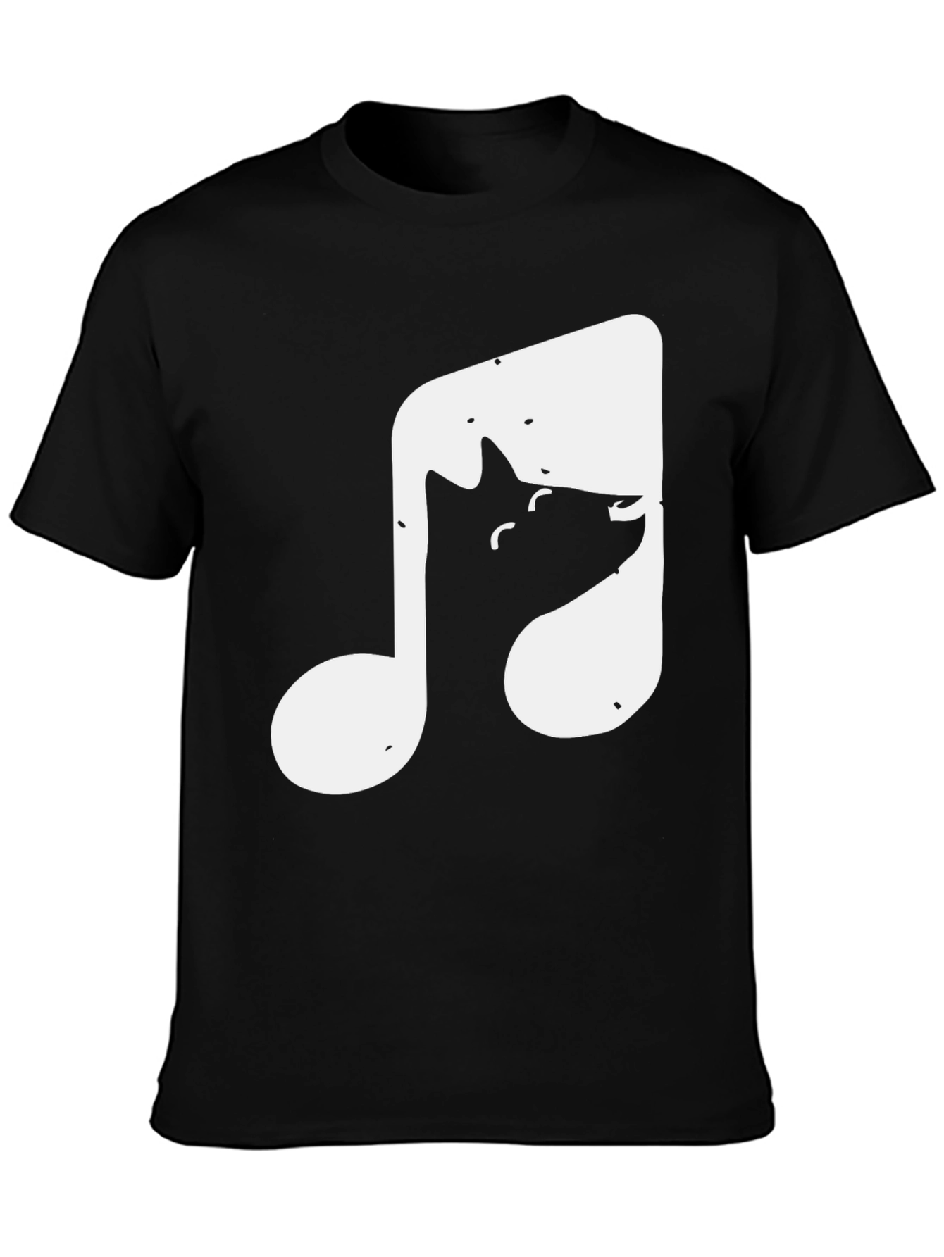 Black Cool Cat Music Note Graphic T-Shirt view 3