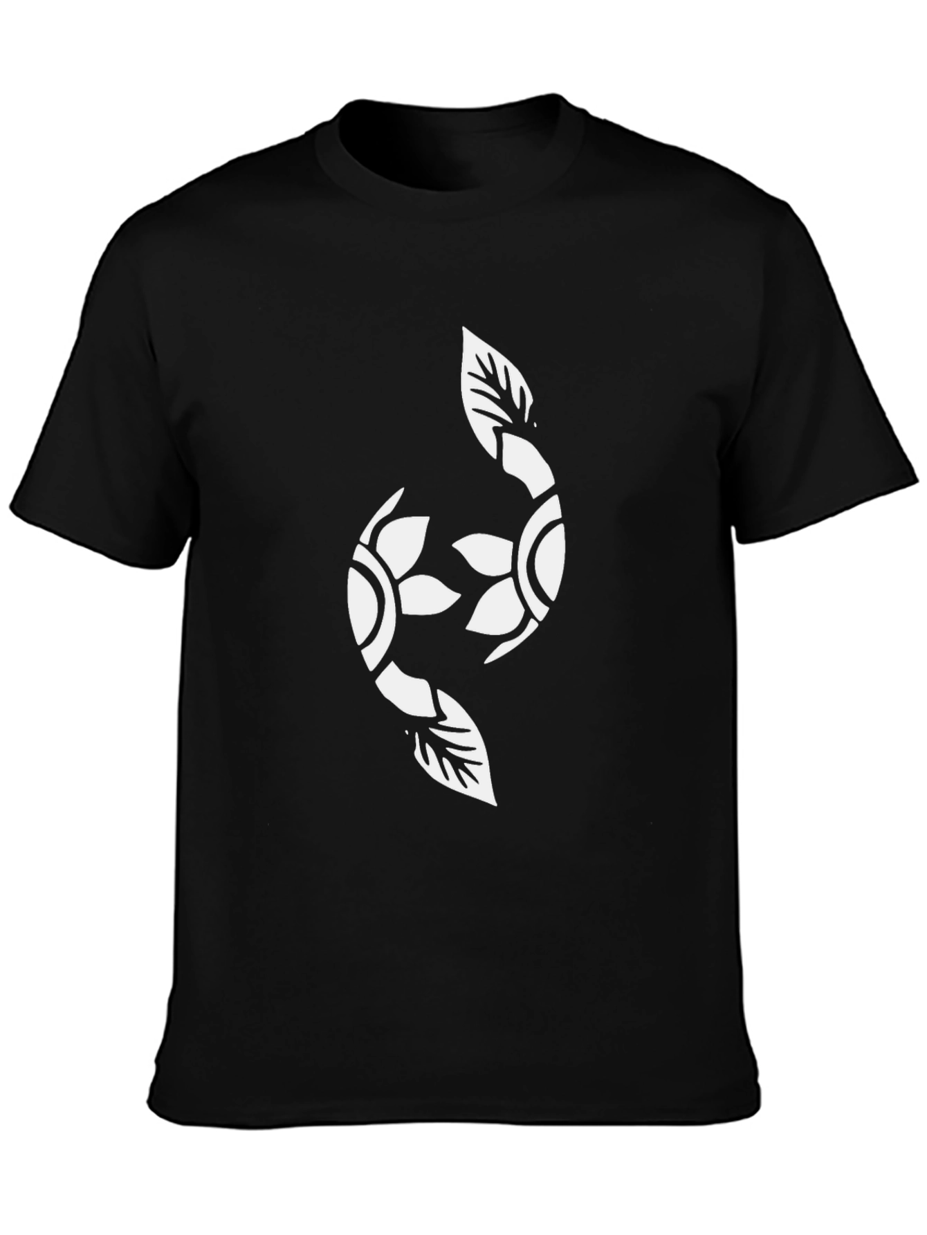 Black Black Graphic Tee with Floral Yin Yang view 3