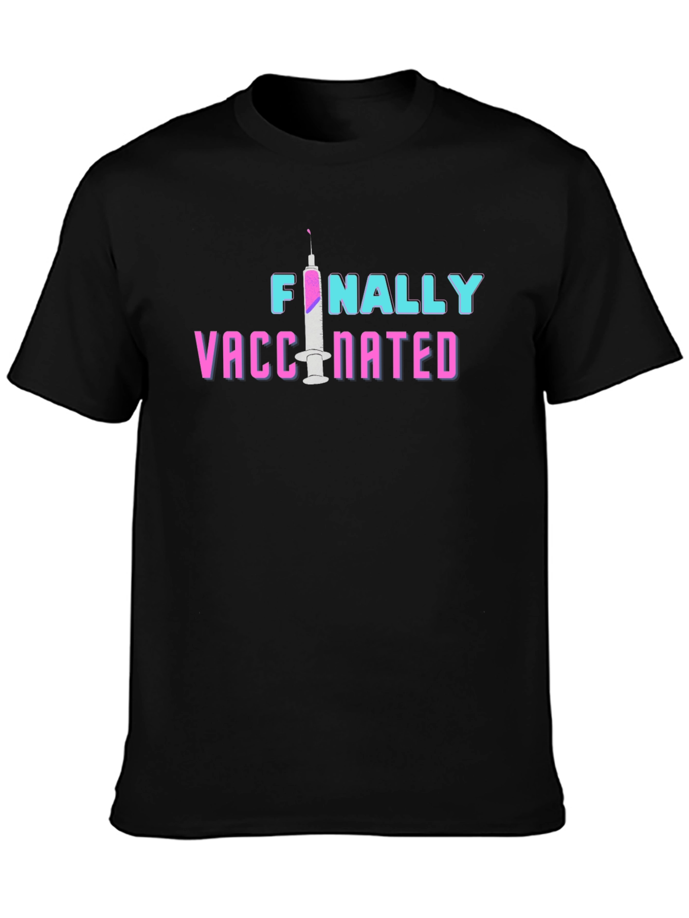 Black Finally Vaccinated Graphic Tee - Unisex Black T-Shirt view 3