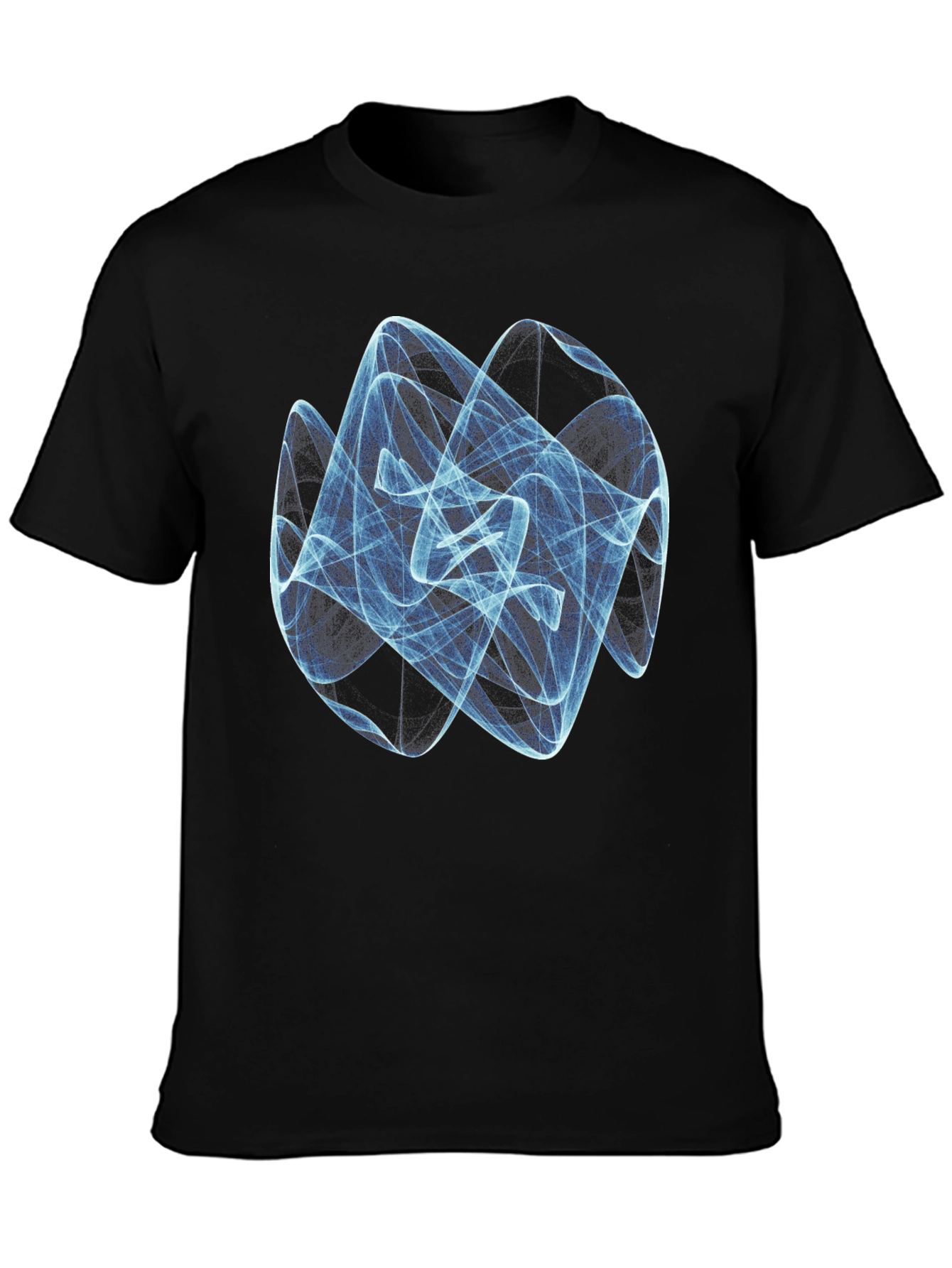 Black Abstract Swirl Graphic Tee - Modern Design, Black Cotton Shirt view 3