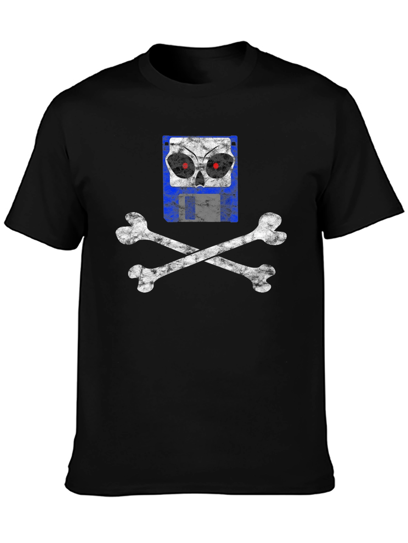 Black Floppy Skull T-Shirt - Vintage Geek Tee view 3