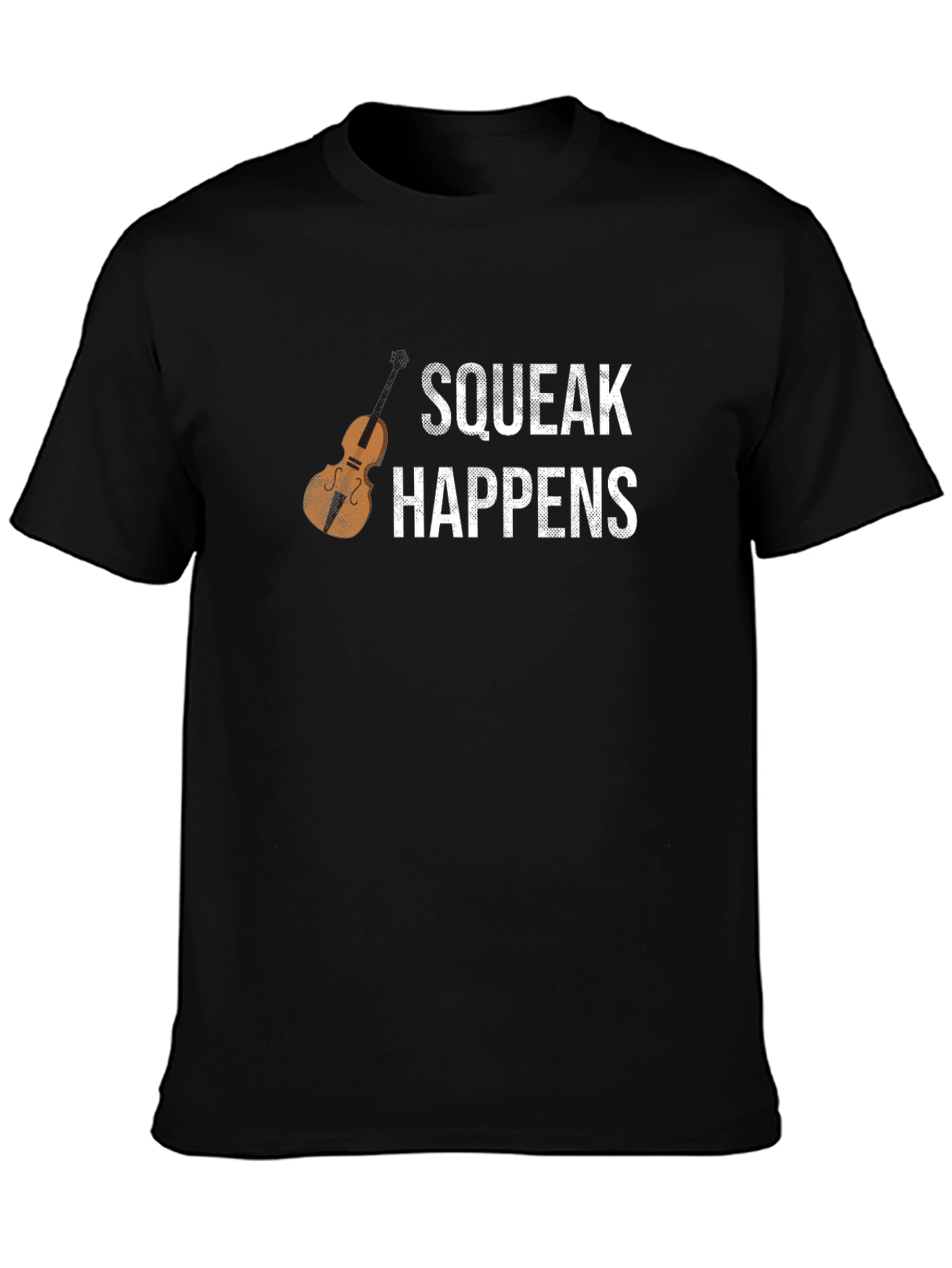 Black Squeak Happens Funny Musician T-Shirt view 3