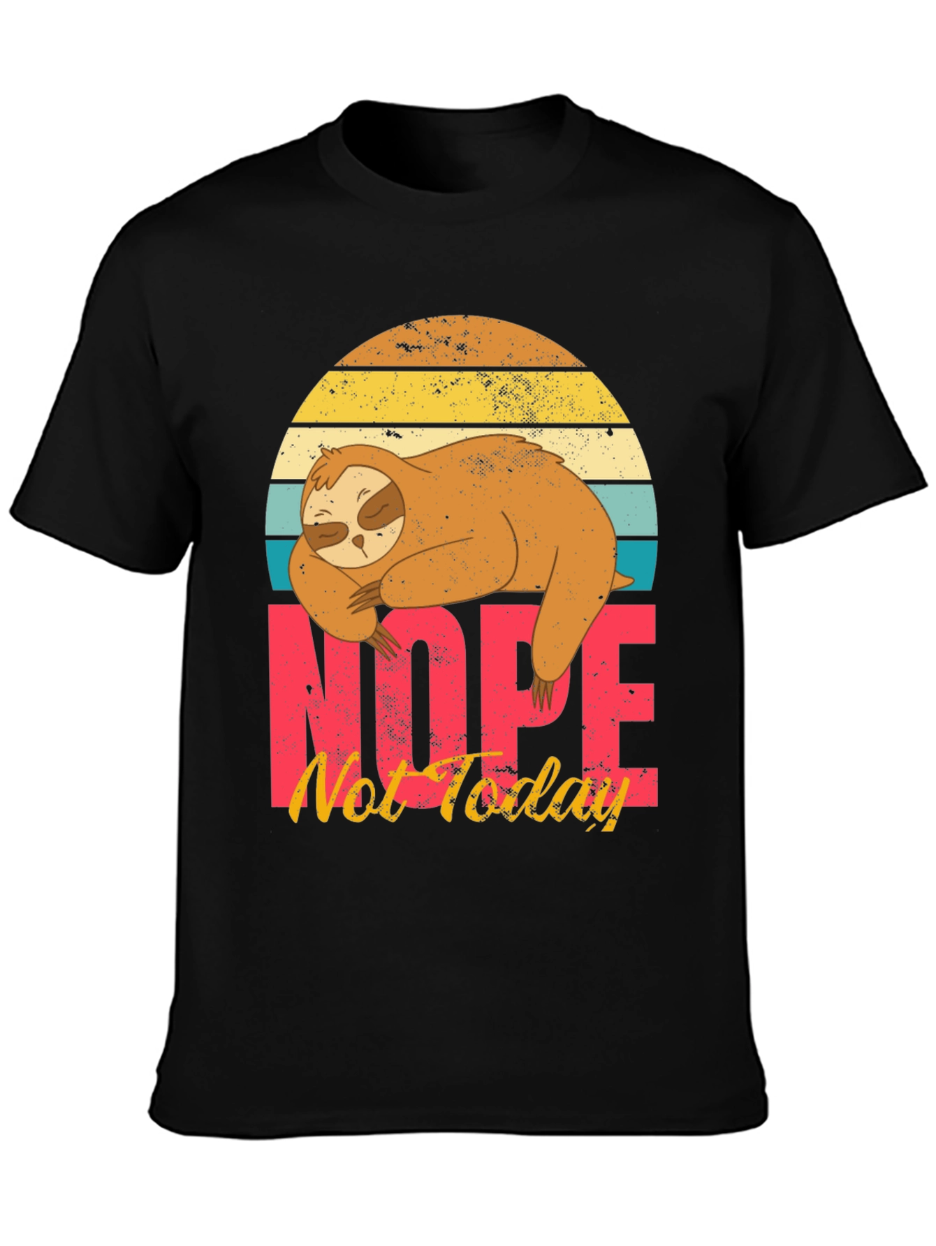 Black Nope, Not Today Sloth Graphic T-Shirt view 3