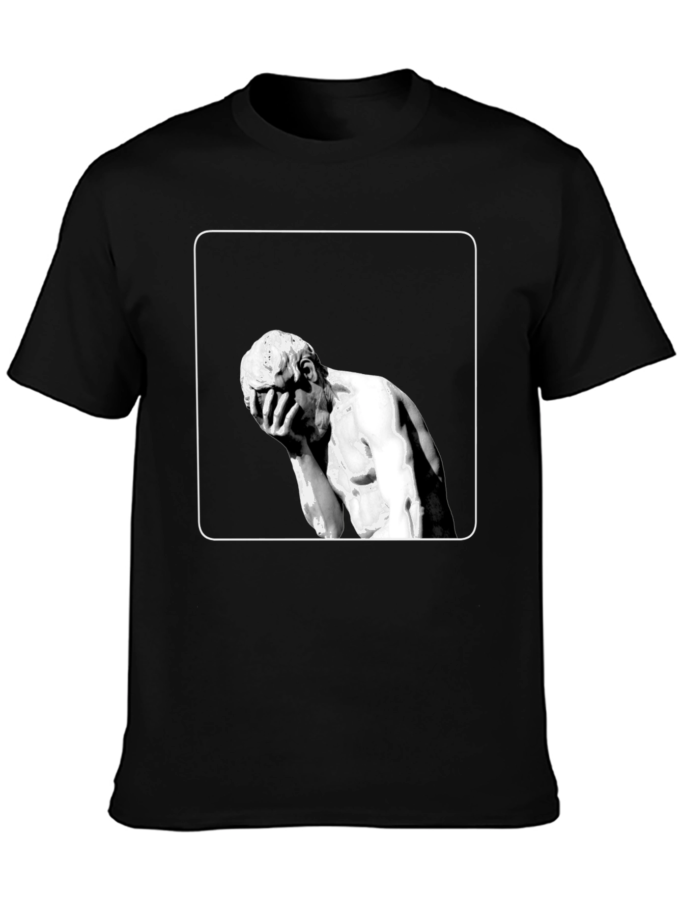 Black Modern Art Tee - Melancholy Statue Graphic view 3