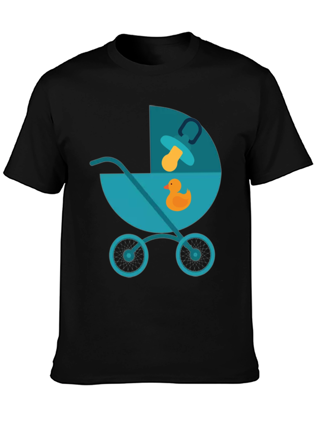 Black Cute Baby Stroller Graphic T-Shirt - Soft Cotton Tee view 3