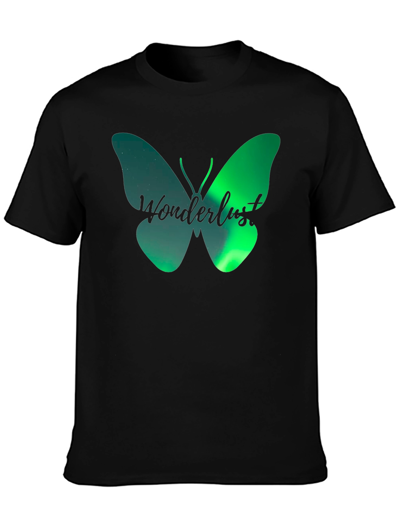 Black Wanderlust Butterfly Graphic T-Shirt - Black view 3