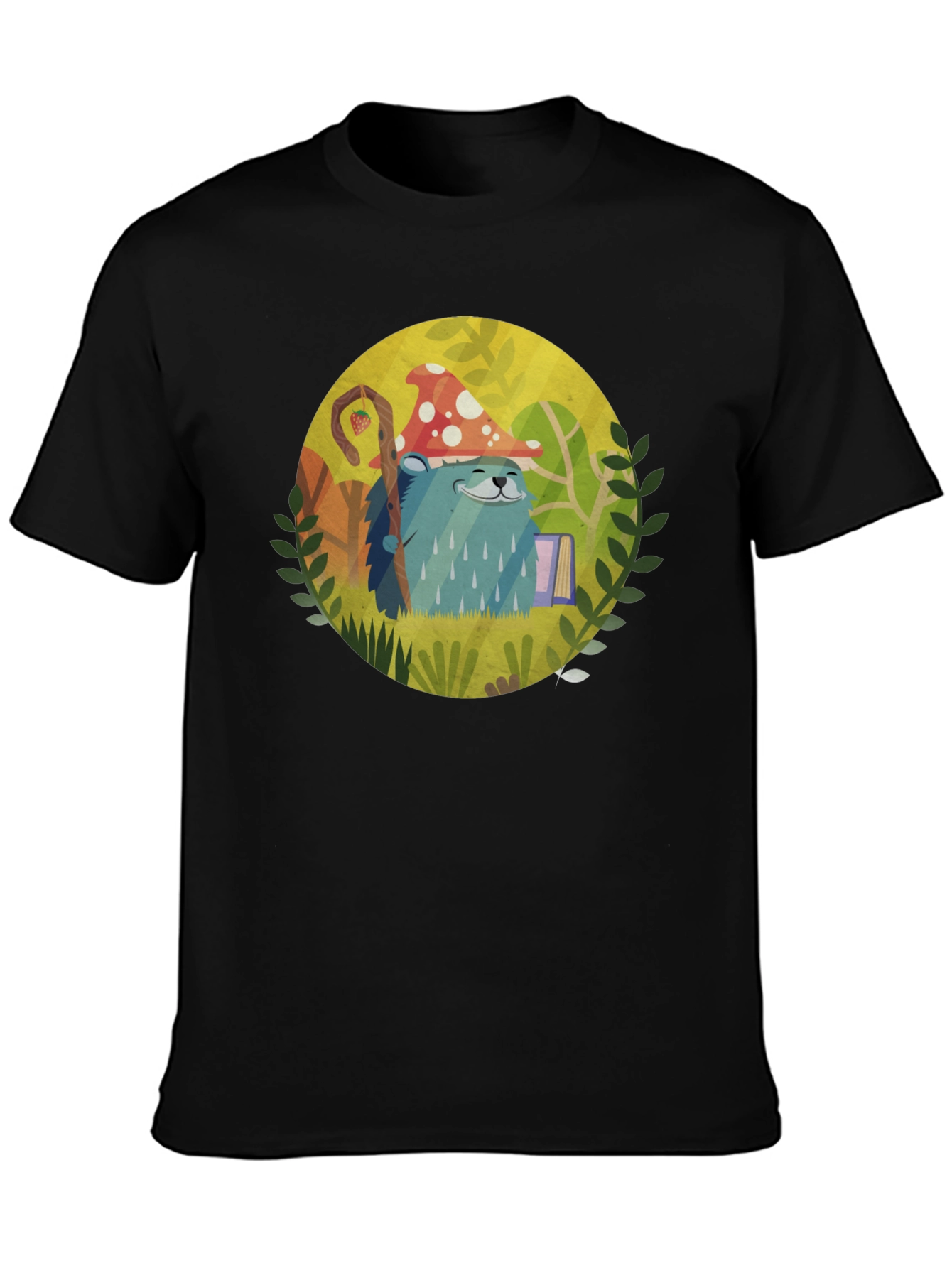 Black Whimsical Hedgehog T-Shirt view 3