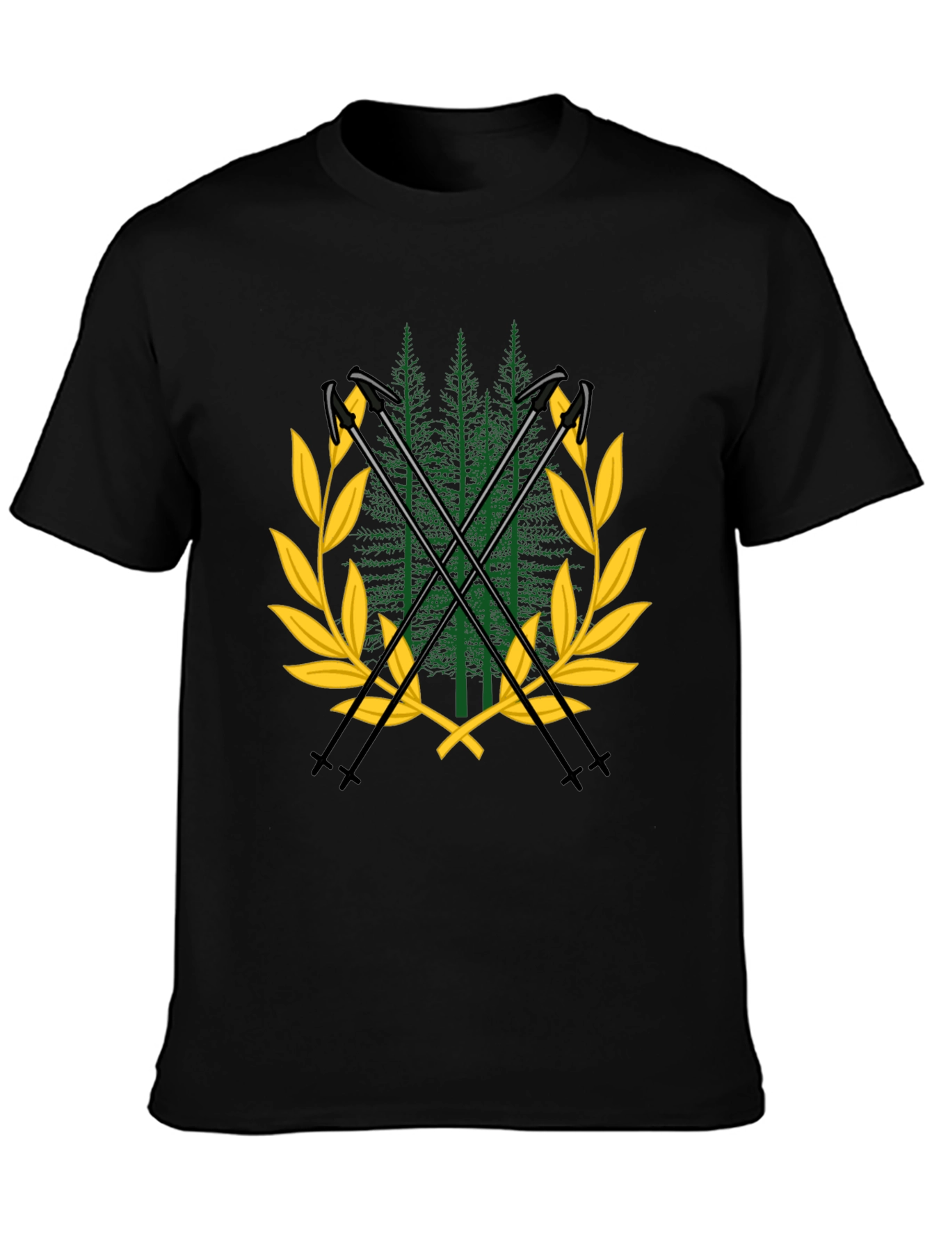 Black Forest Crest Tee - Nature Inspired Black T-Shirt view 3