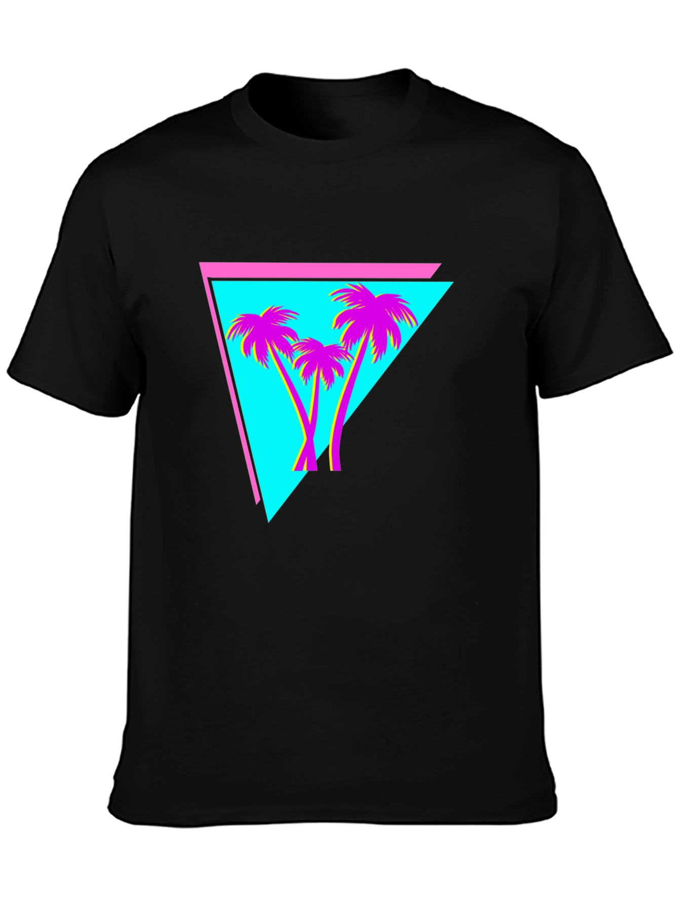 Black Retro Palm Tree Triangle Tee view 3