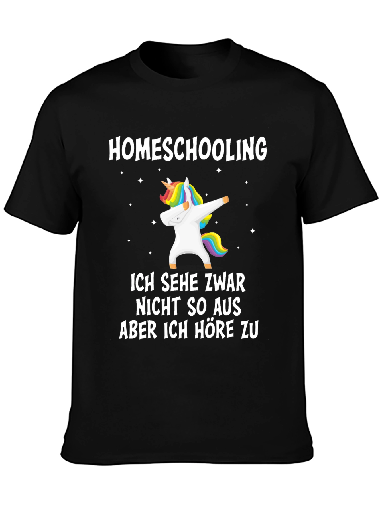 Black Homeschooling Unicorn T-Shirt view 3