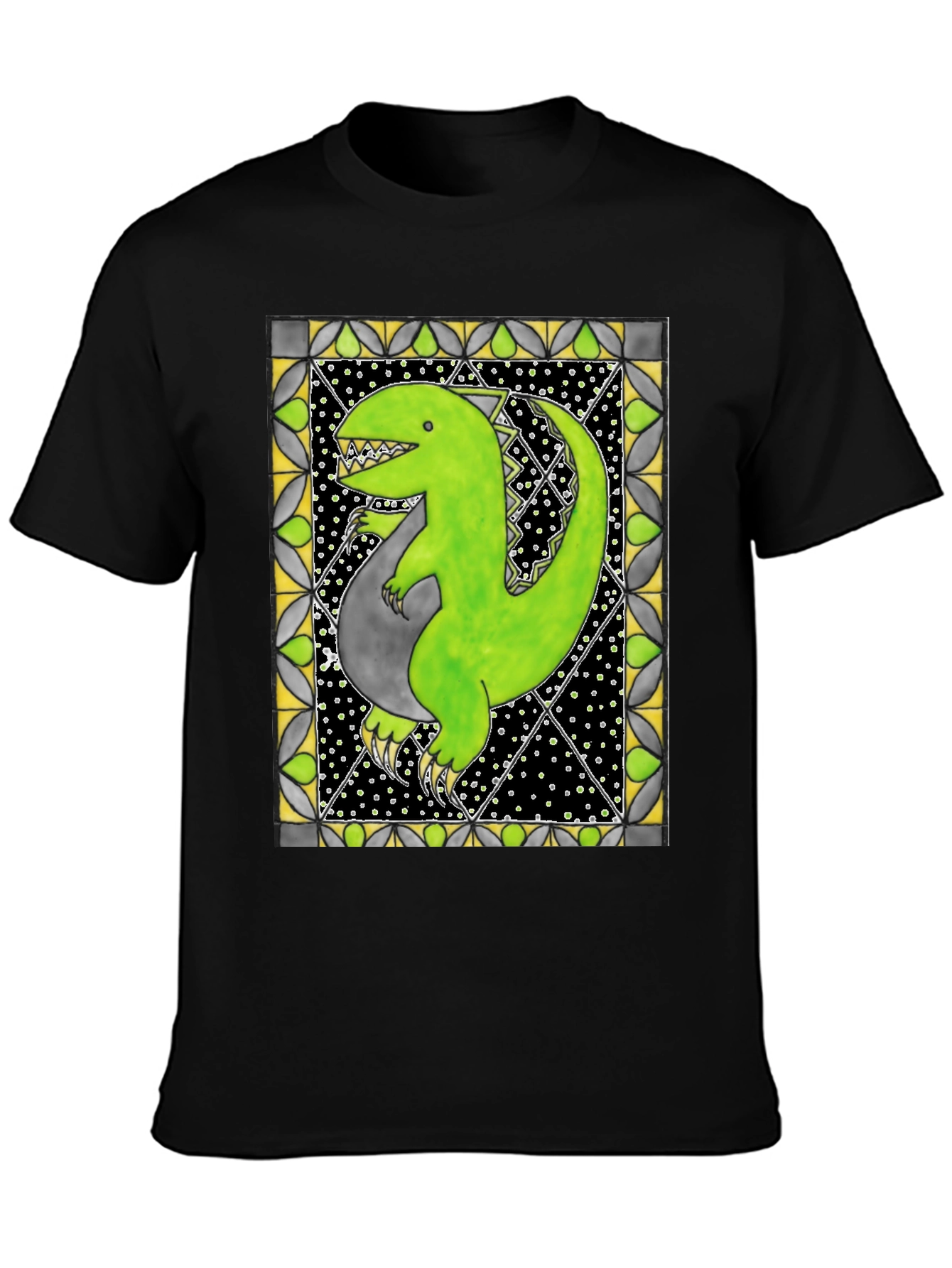 Black Dinosaur T-Shirt - Funky Graphic Tee view 3