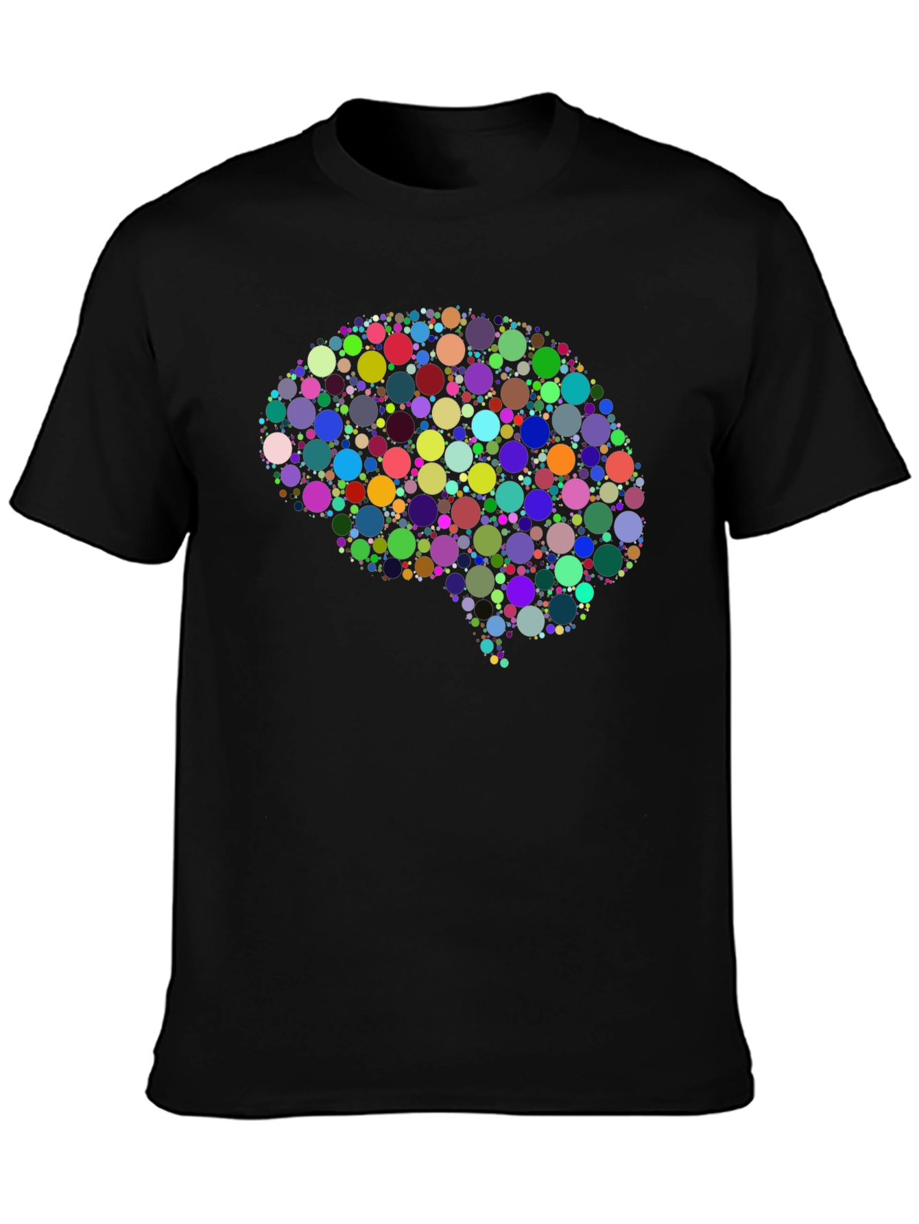 Black Colorful Brain Graphic Tee - Black Cotton T-Shirt view 3