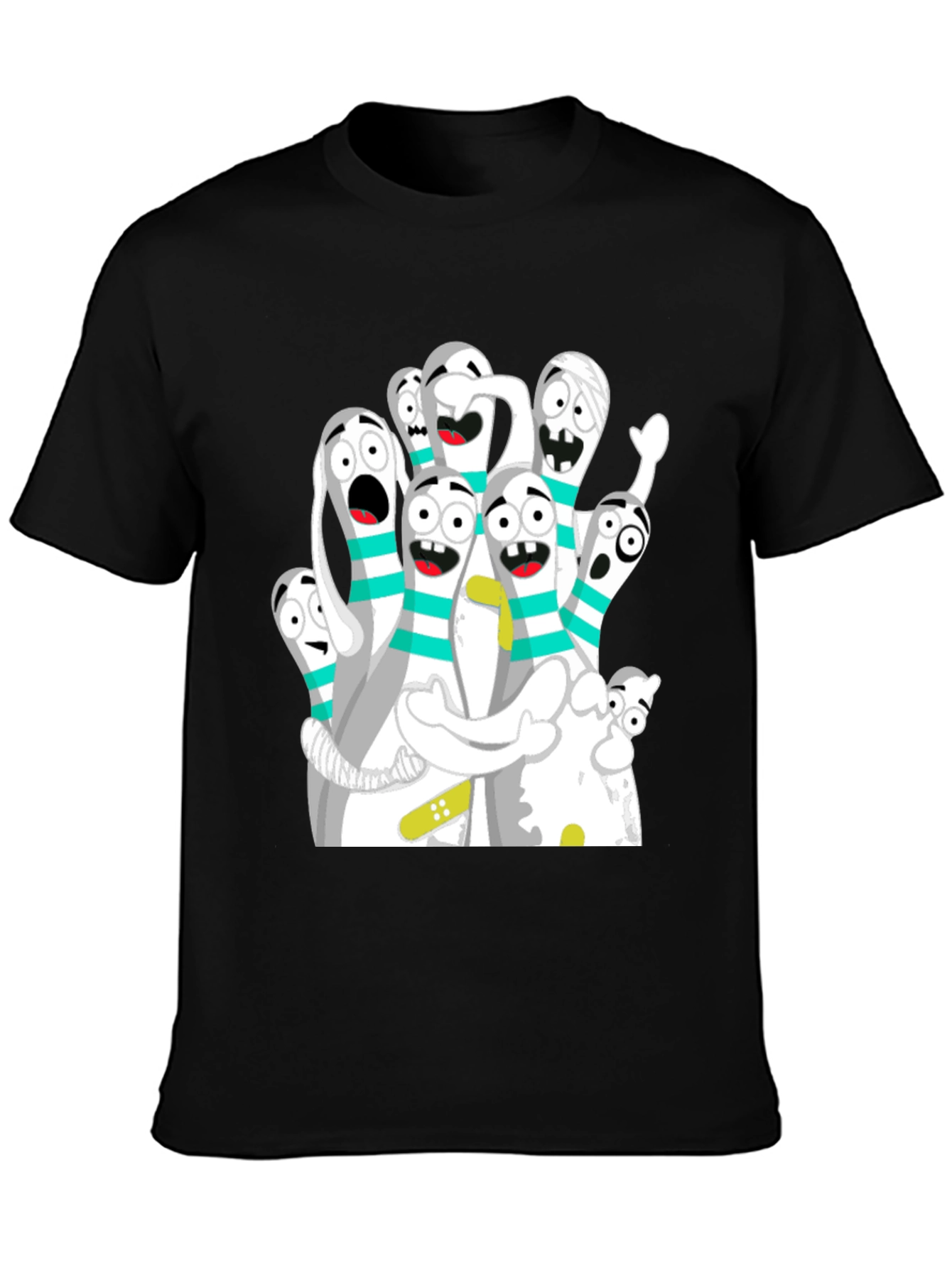 Black Cartoon Bowling Pin Graphic Tee - Black view 3