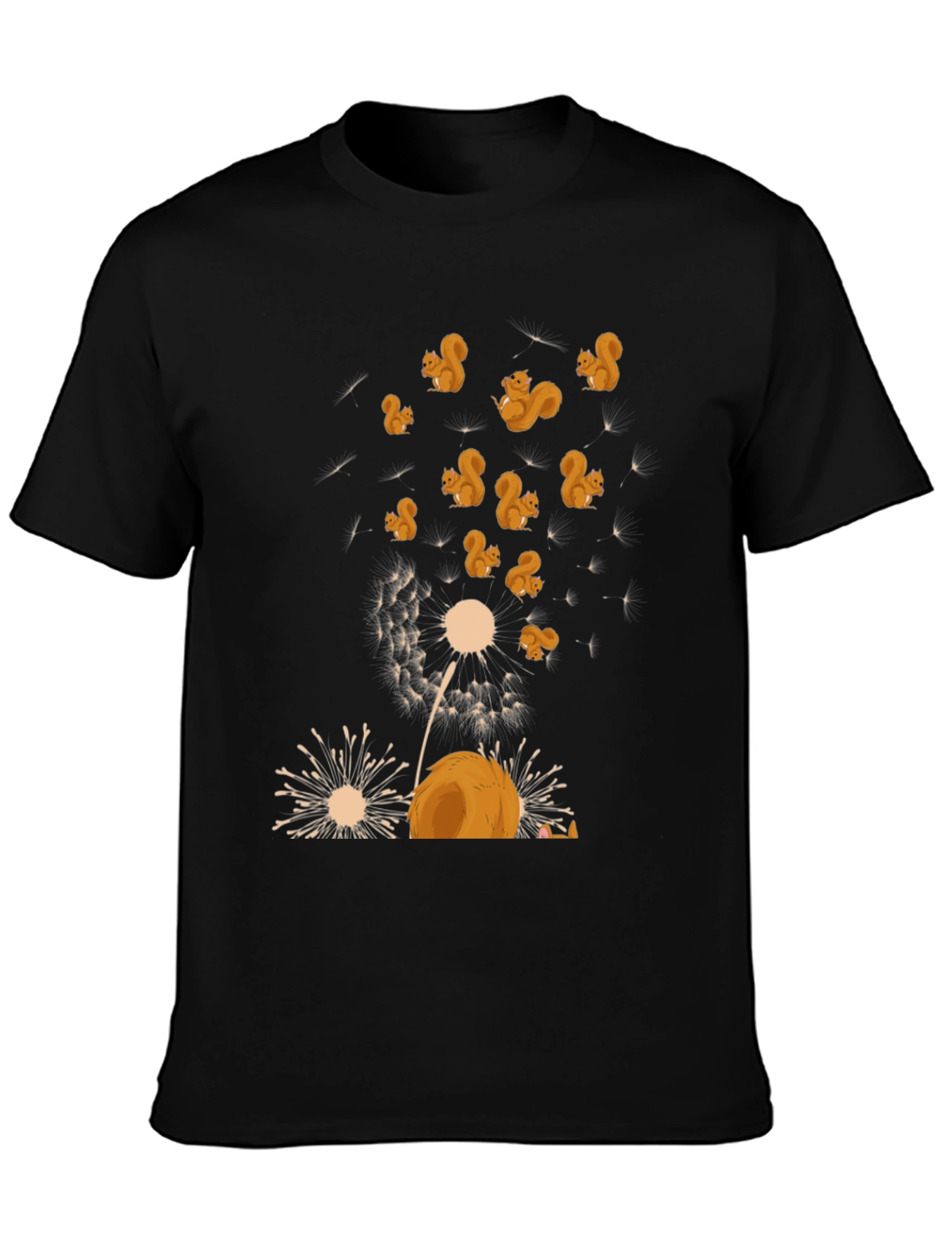 Black Squirrel Dandelion T-Shirt - Whimsical Graphic Tee view 3