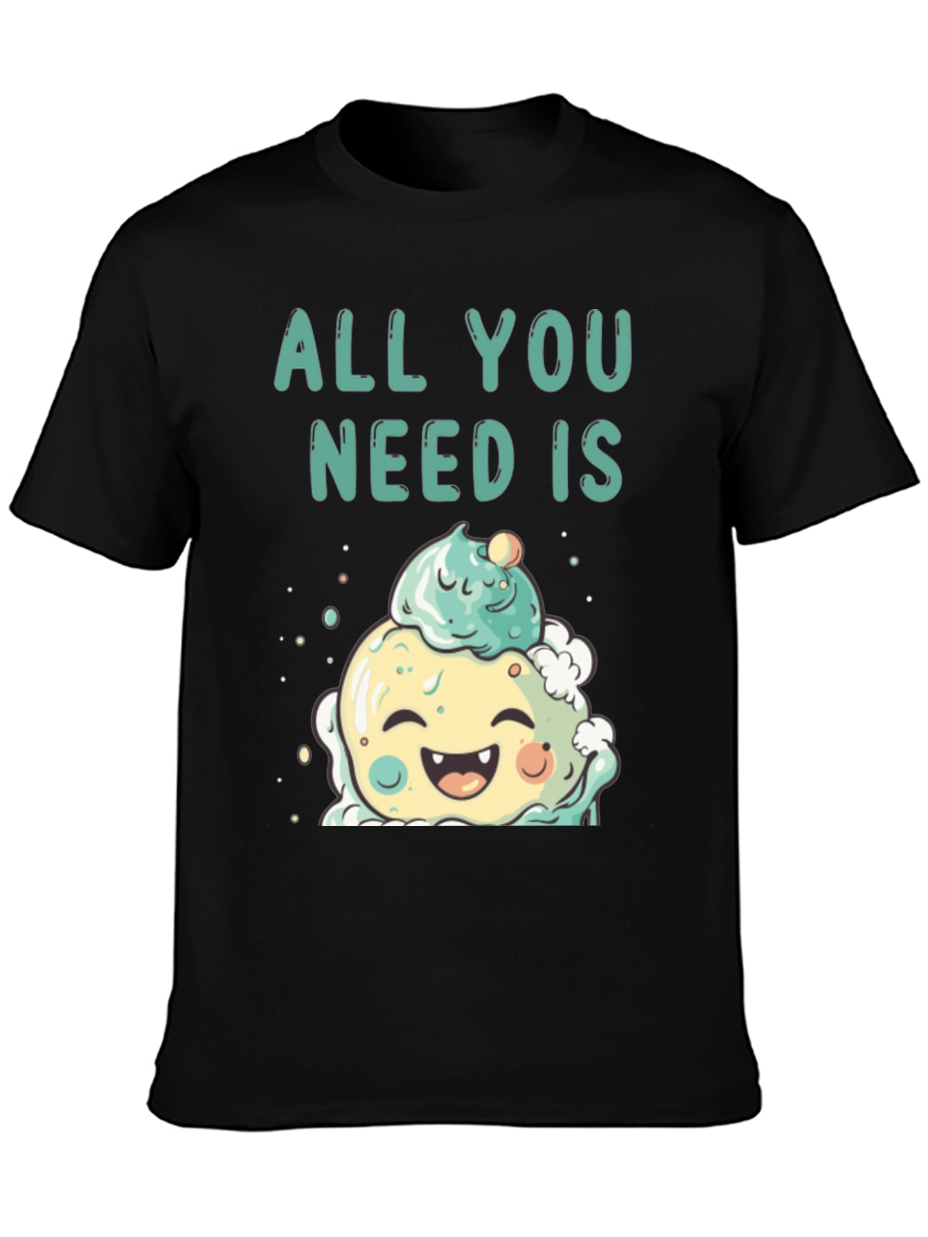 Black All You Need Is Cute Ice Cream T-Shirt view 3