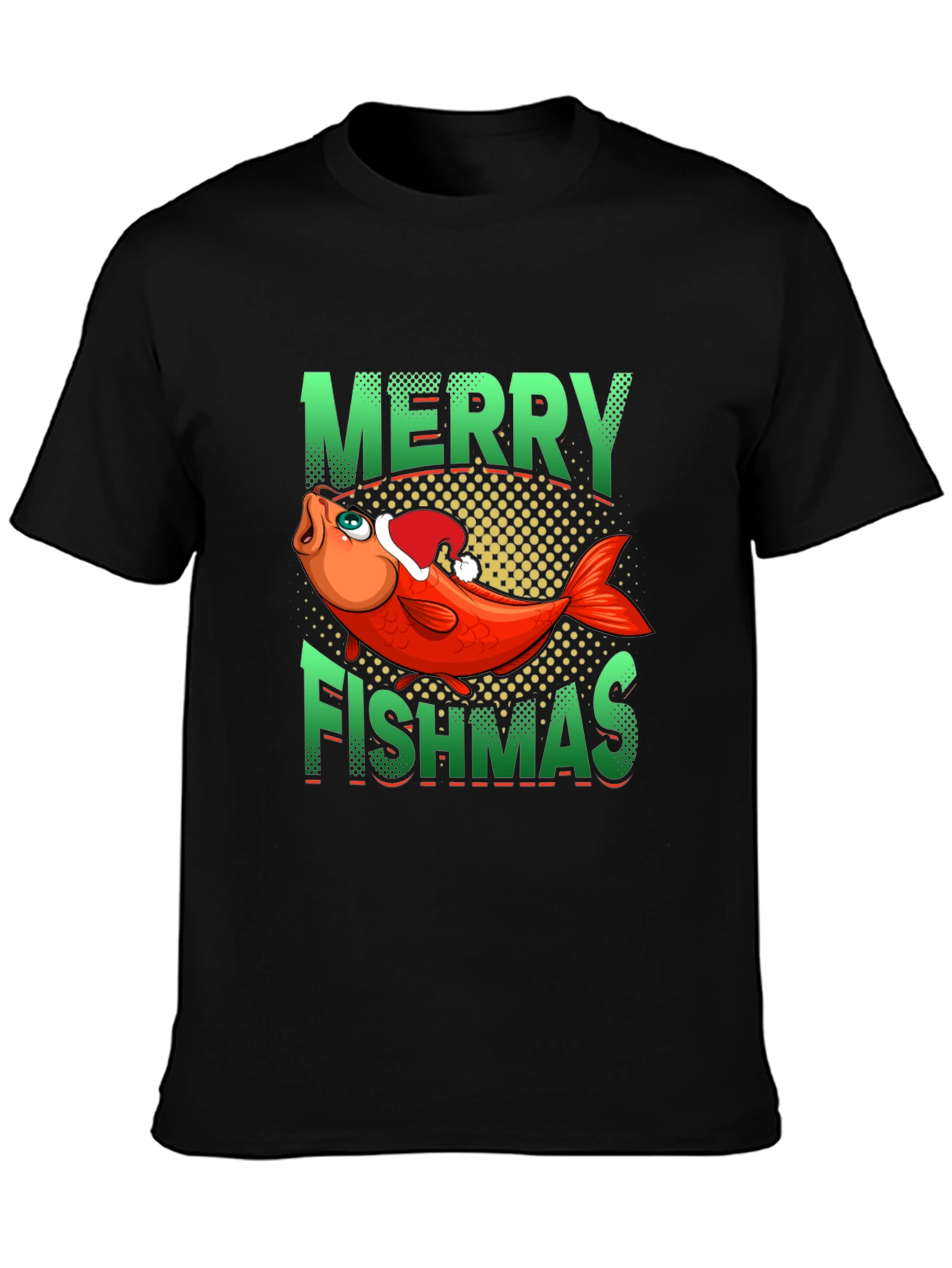 Black Merry Fishmas Graphic Tee view 3