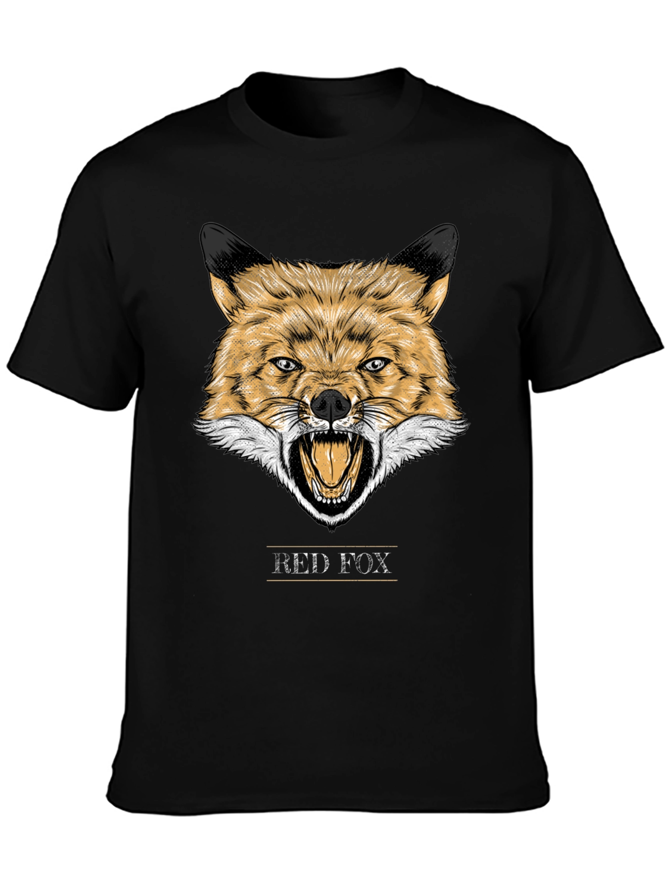 Black Red Fox Graphic T-Shirt - Bold Animal Design view 3