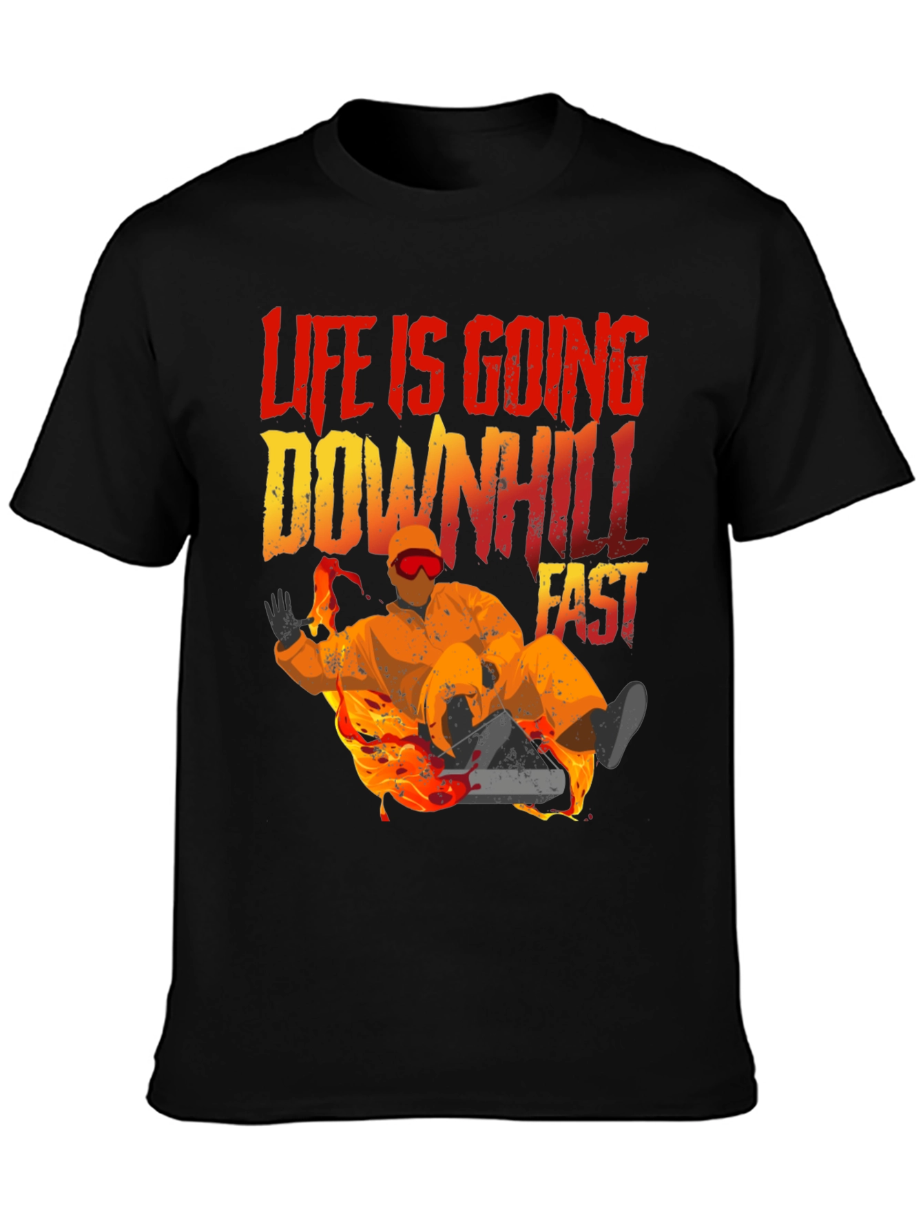 Black Life Is Going Downhill Fast Graphic Tee - Black view 3
