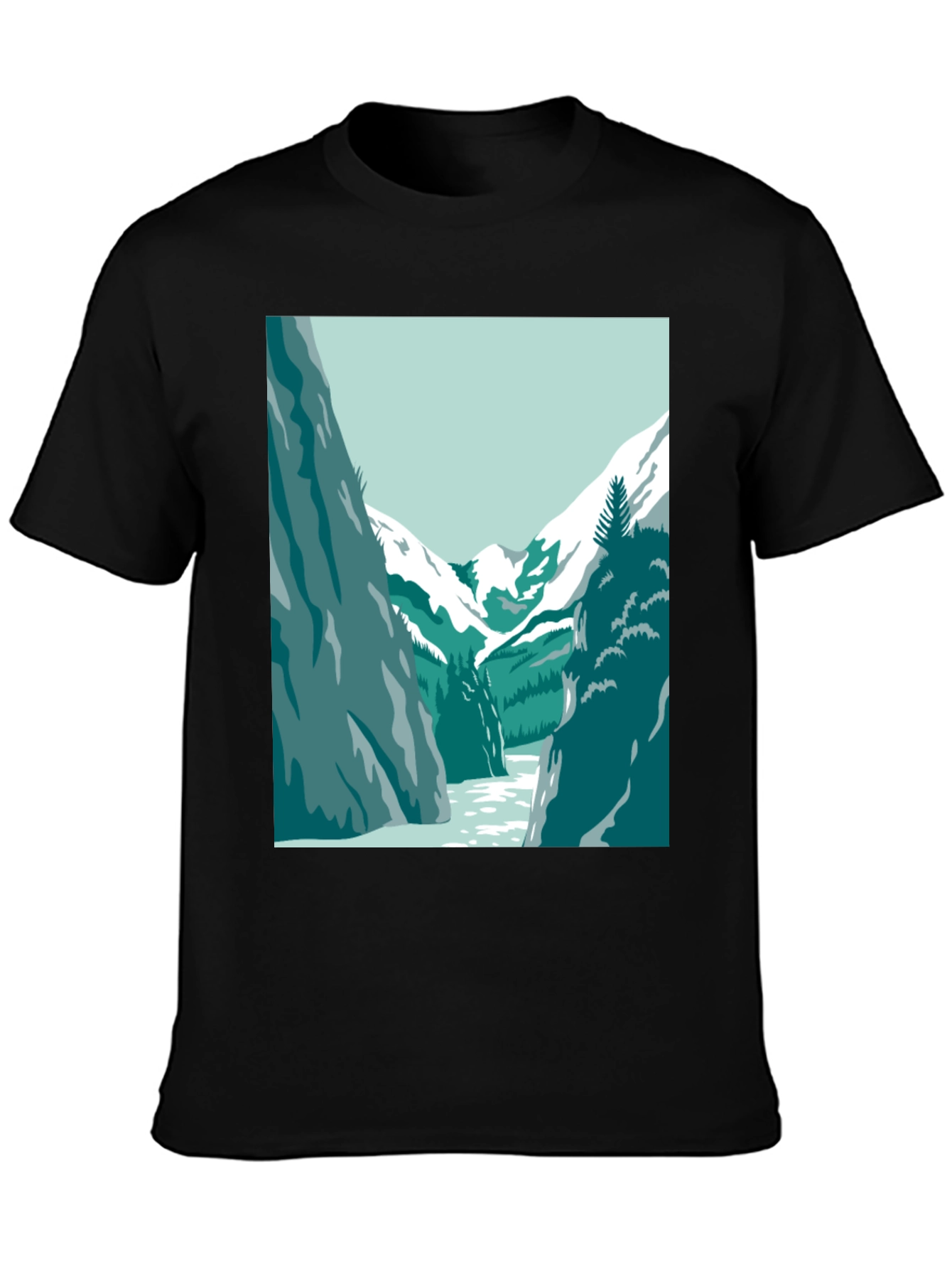 Black Mountain River Graphic Tee - Black Casual T-Shirt view 3