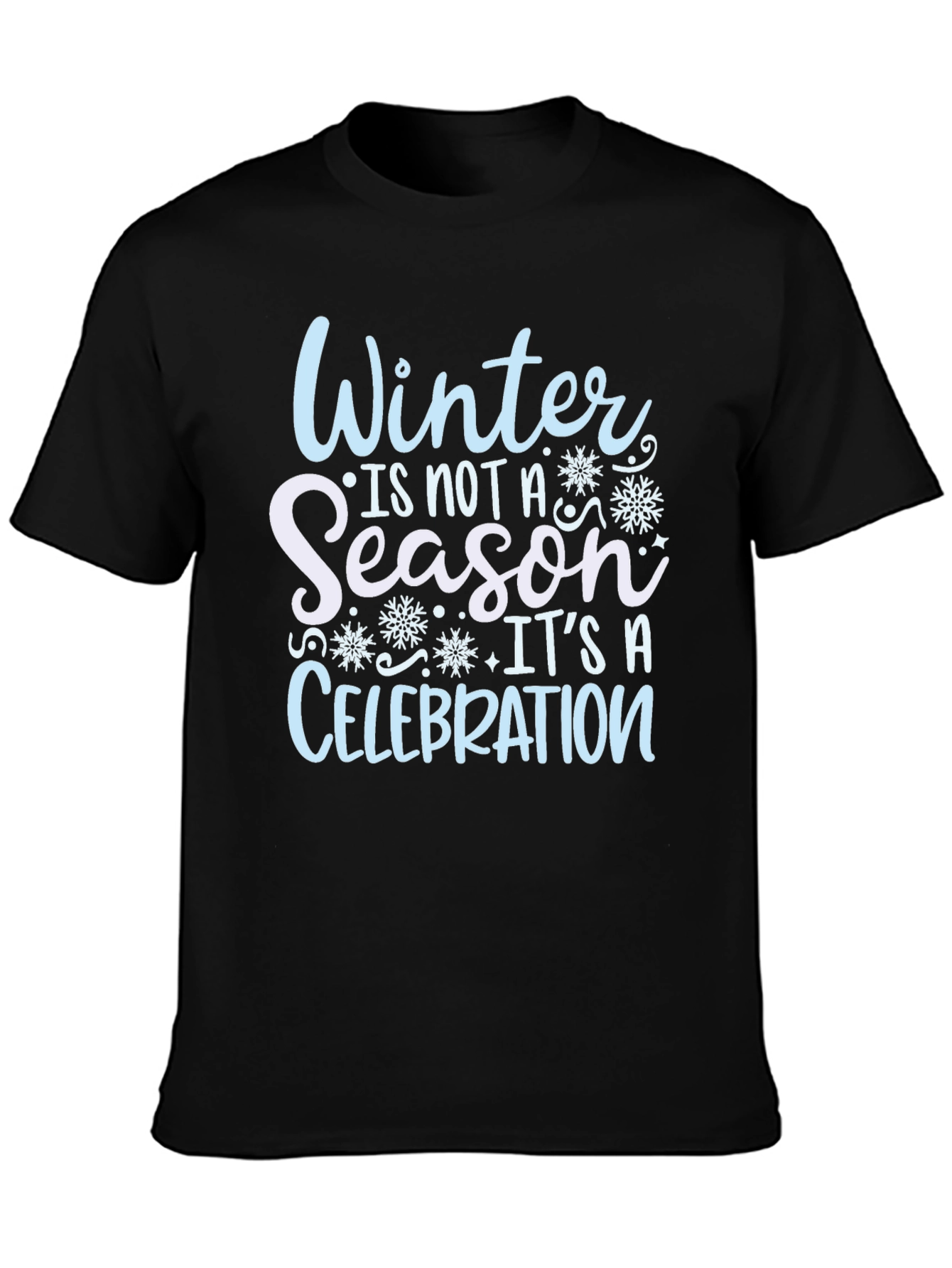 Black Winter Celebration Black Cotton T-Shirt view 3