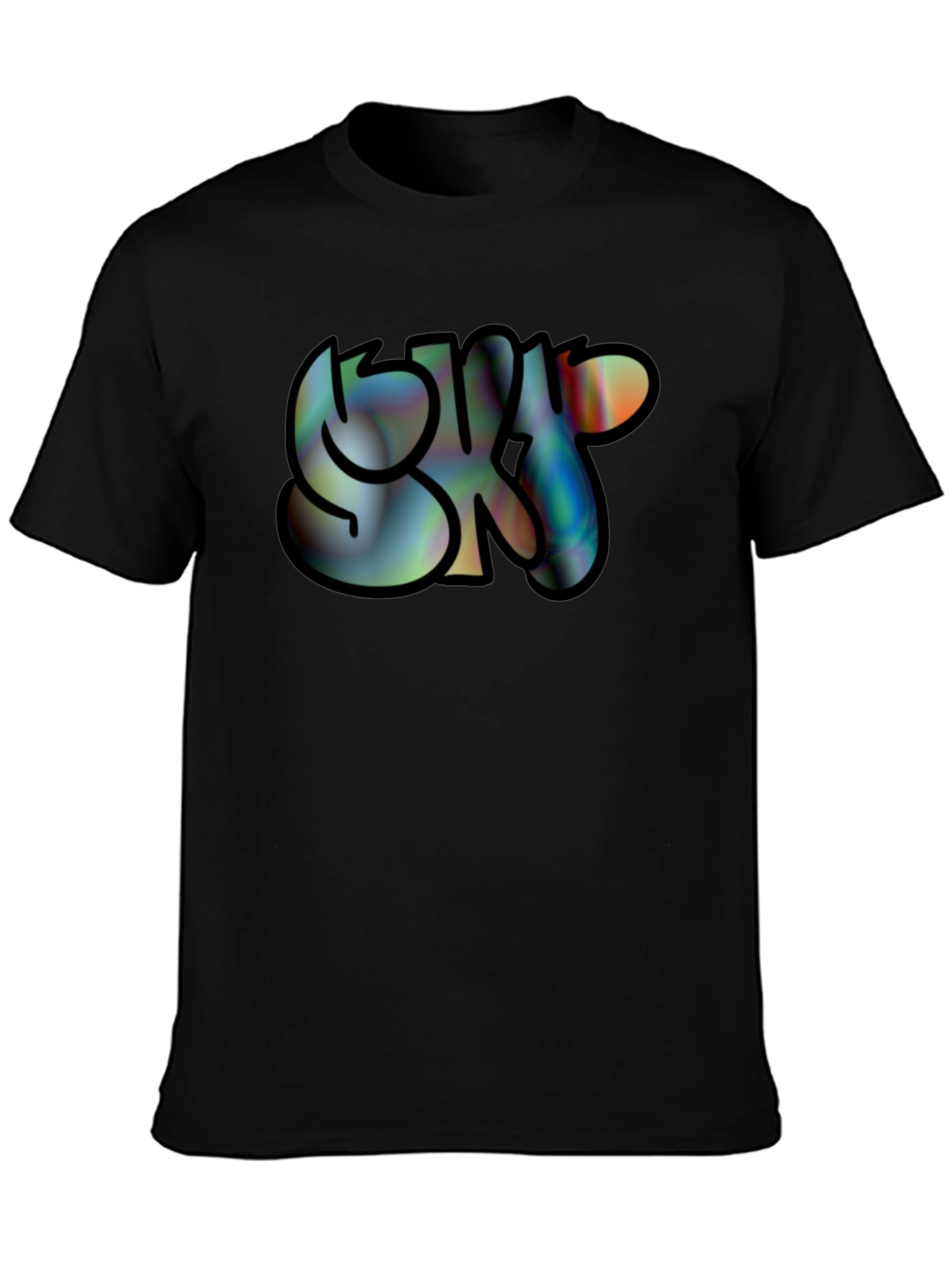 Black SK8 Graphic Print Black Tee - Casual Cool view 3