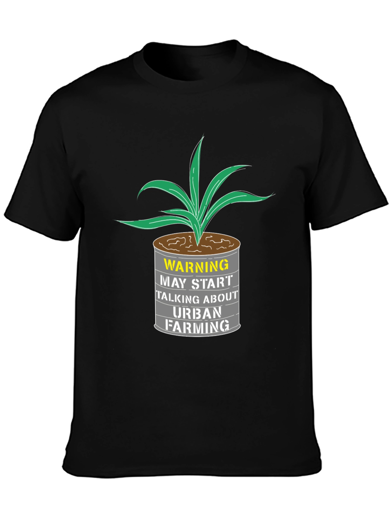 Black Urban Farming T-Shirt - Warning Graphic Tee view 3