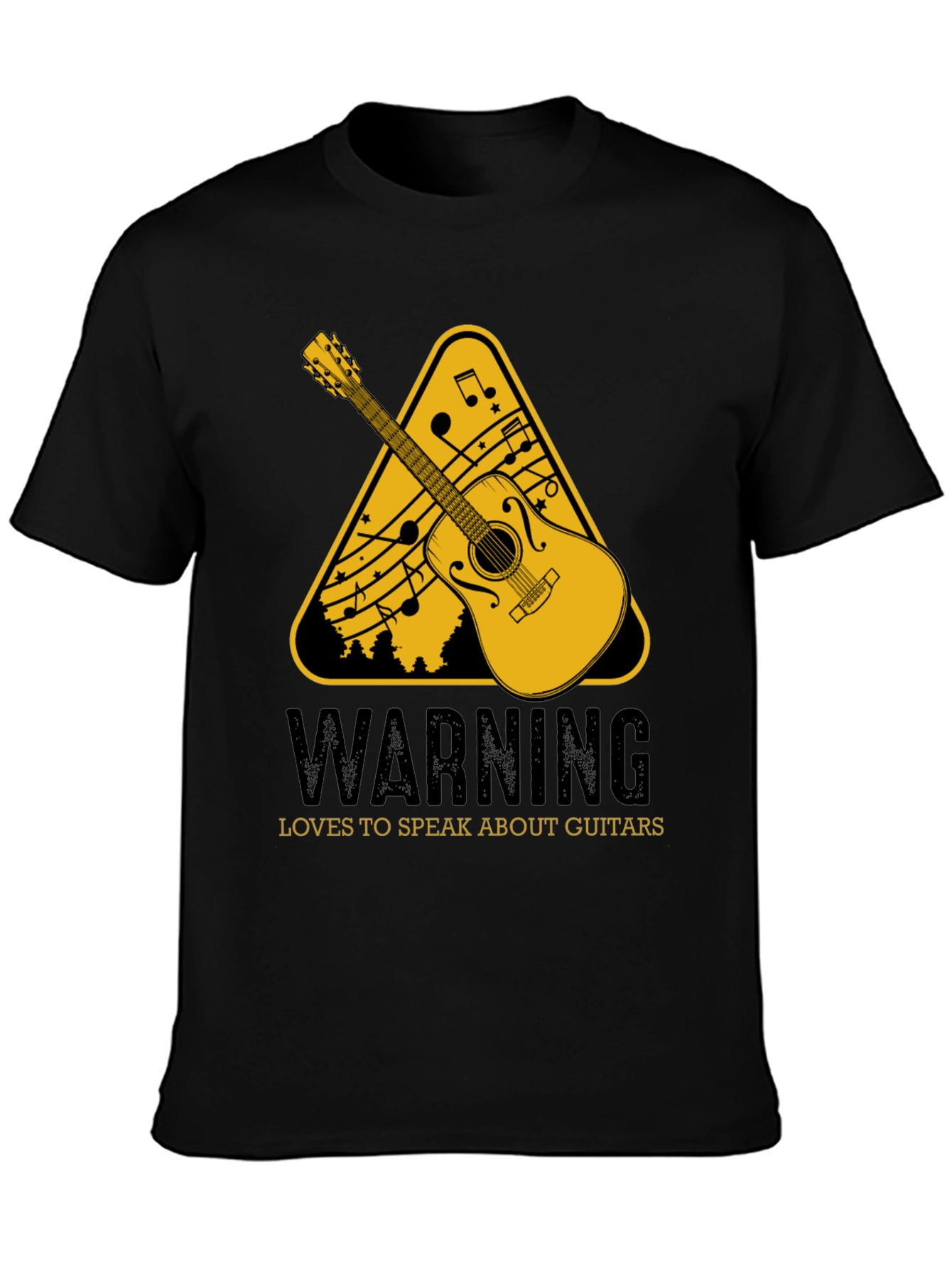 Black Guitar Lover's Warning T-Shirt view 3