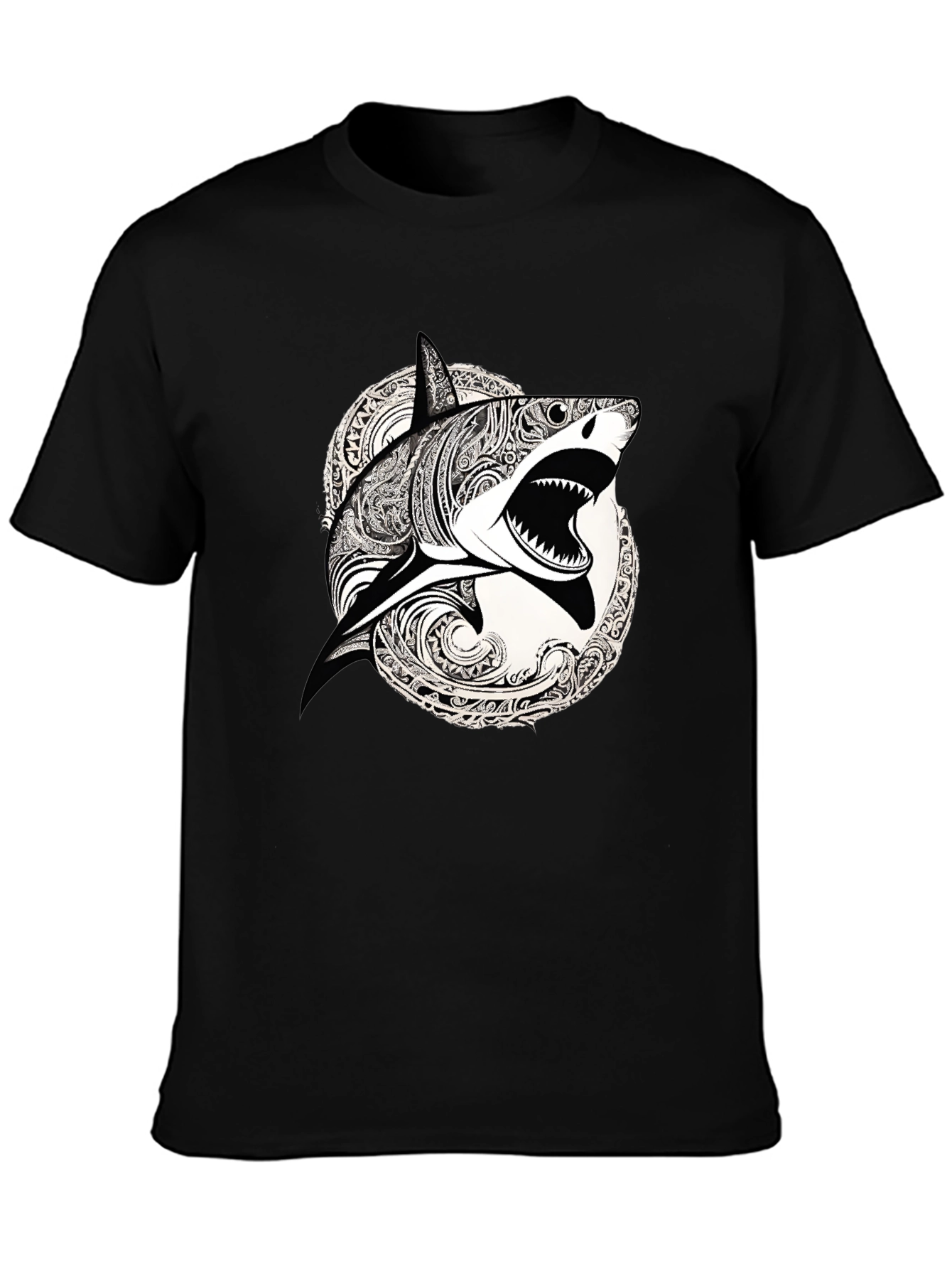 Black Shark Graphic Print Black T-Shirt view 3