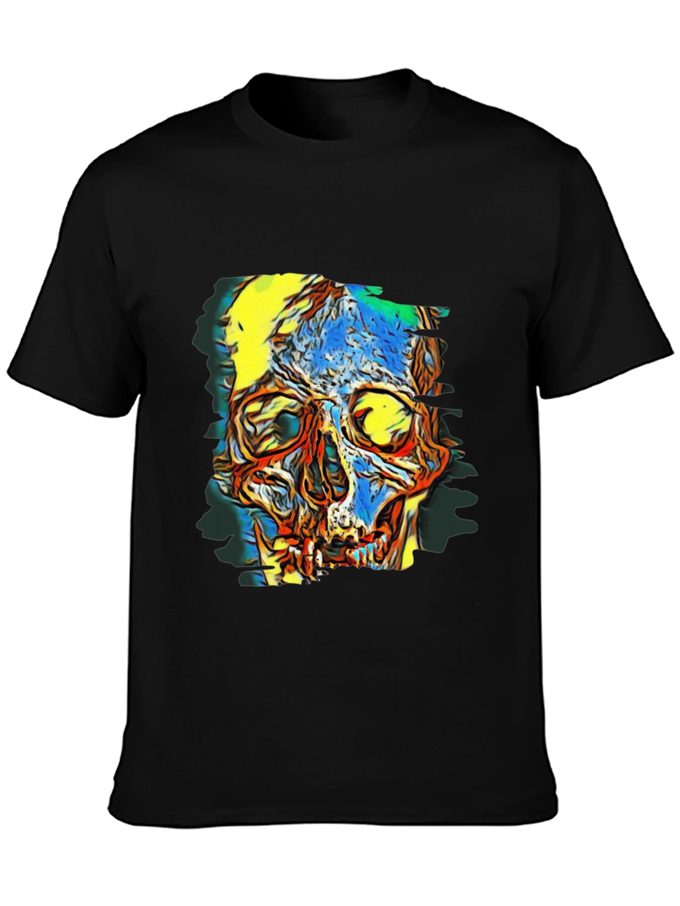 Black Abstract Skull Graphic Black T-Shirt view 3