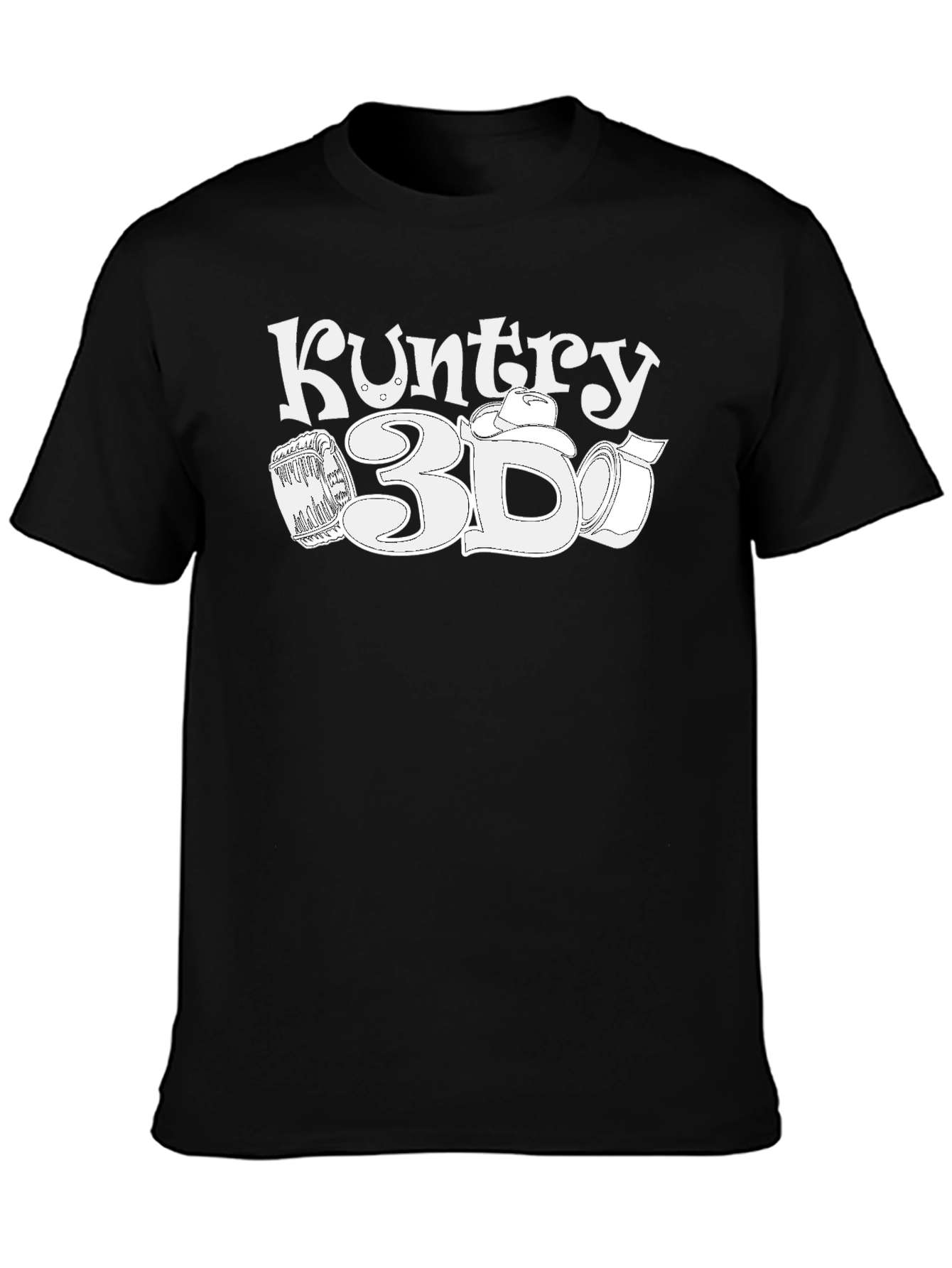 Black Kuntry 3D T-Shirt - Black Cotton Graphic Tee view 3