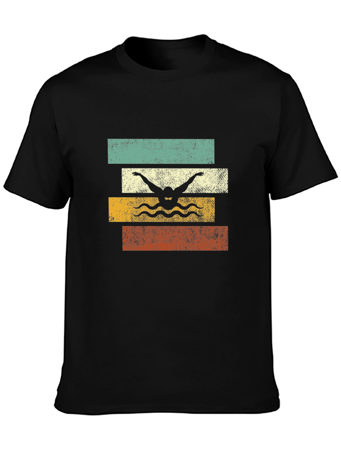 Black Retro Swimmer Graphic T-Shirt view 3