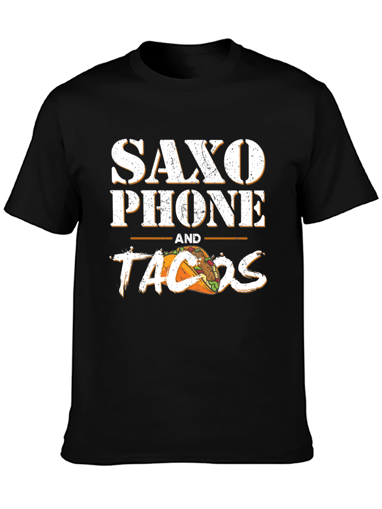 Black Saxophone and Tacos Graphic T-Shirt view 3