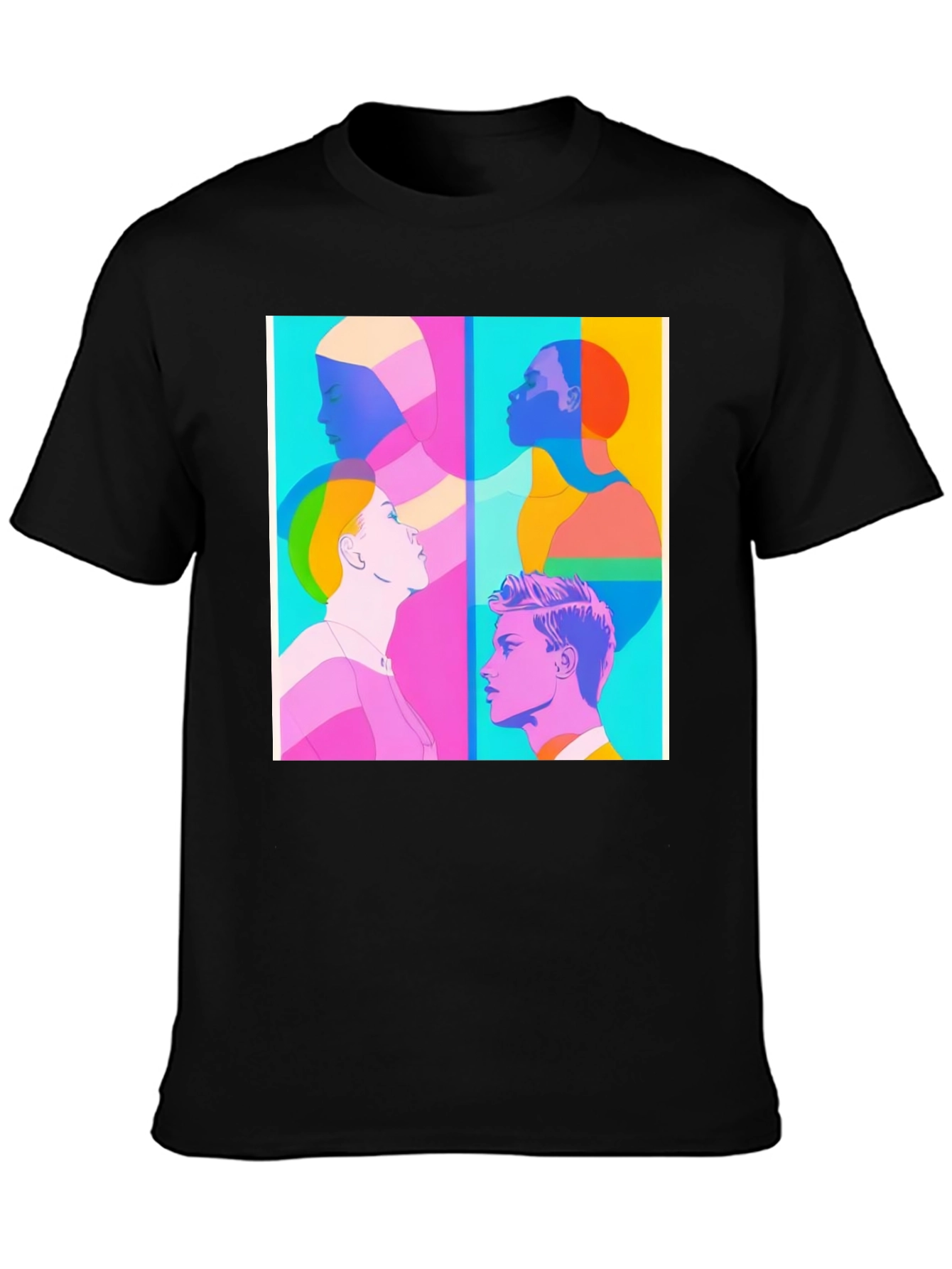 Black Modern Art Graphic Tee - Unisex Black T-Shirt view 3