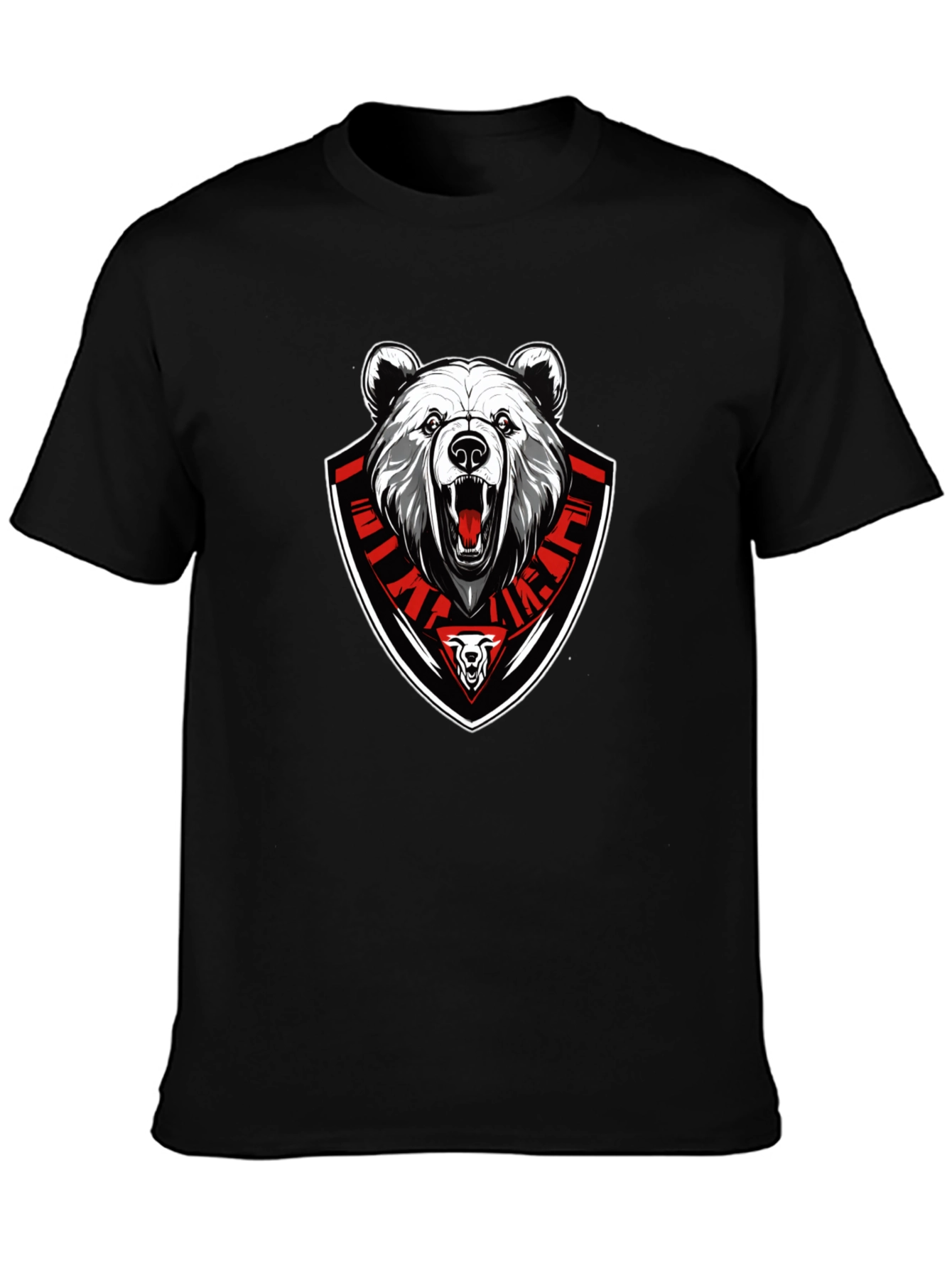 Black Bear Emblem Graphic Tee - Black Cotton Blend T-Shirt view 3