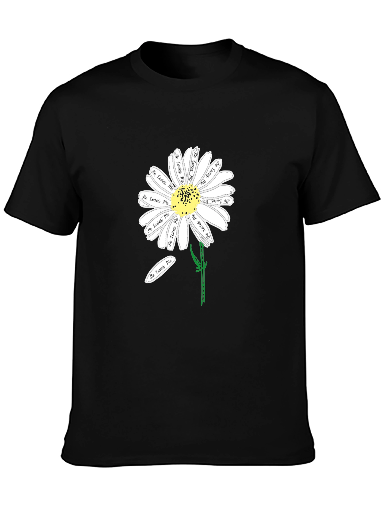 Black He Loves Me Daisy T-Shirt view 3