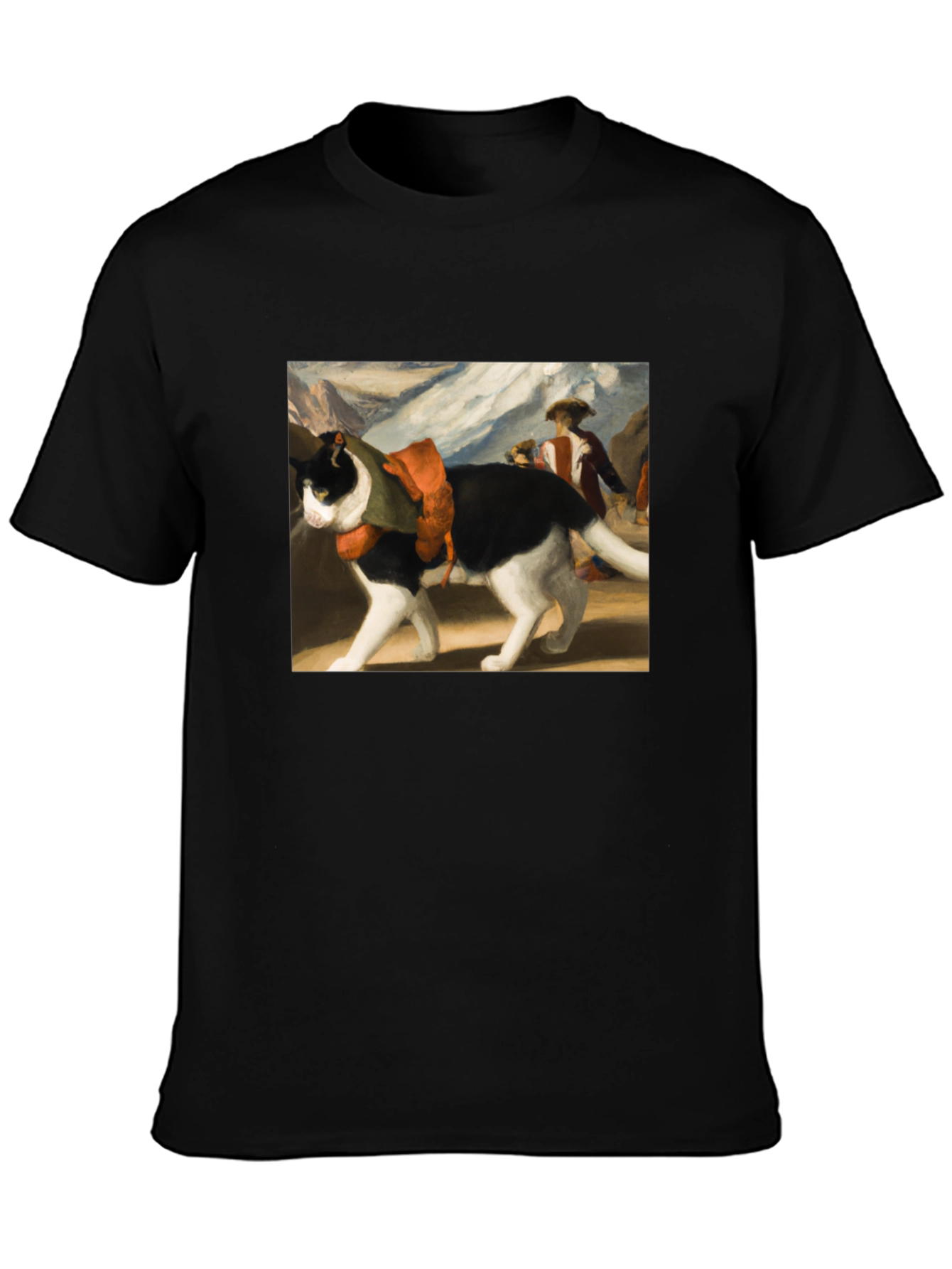 Black Artistic Cat Graphic Tee - Black view 3