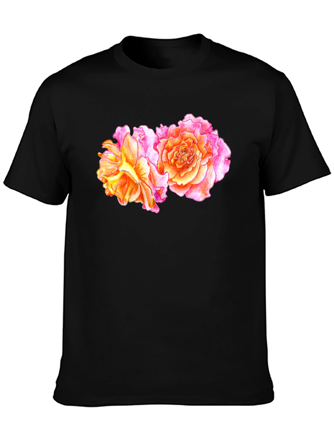 Black Floral Rose T-Shirt - Black view 3