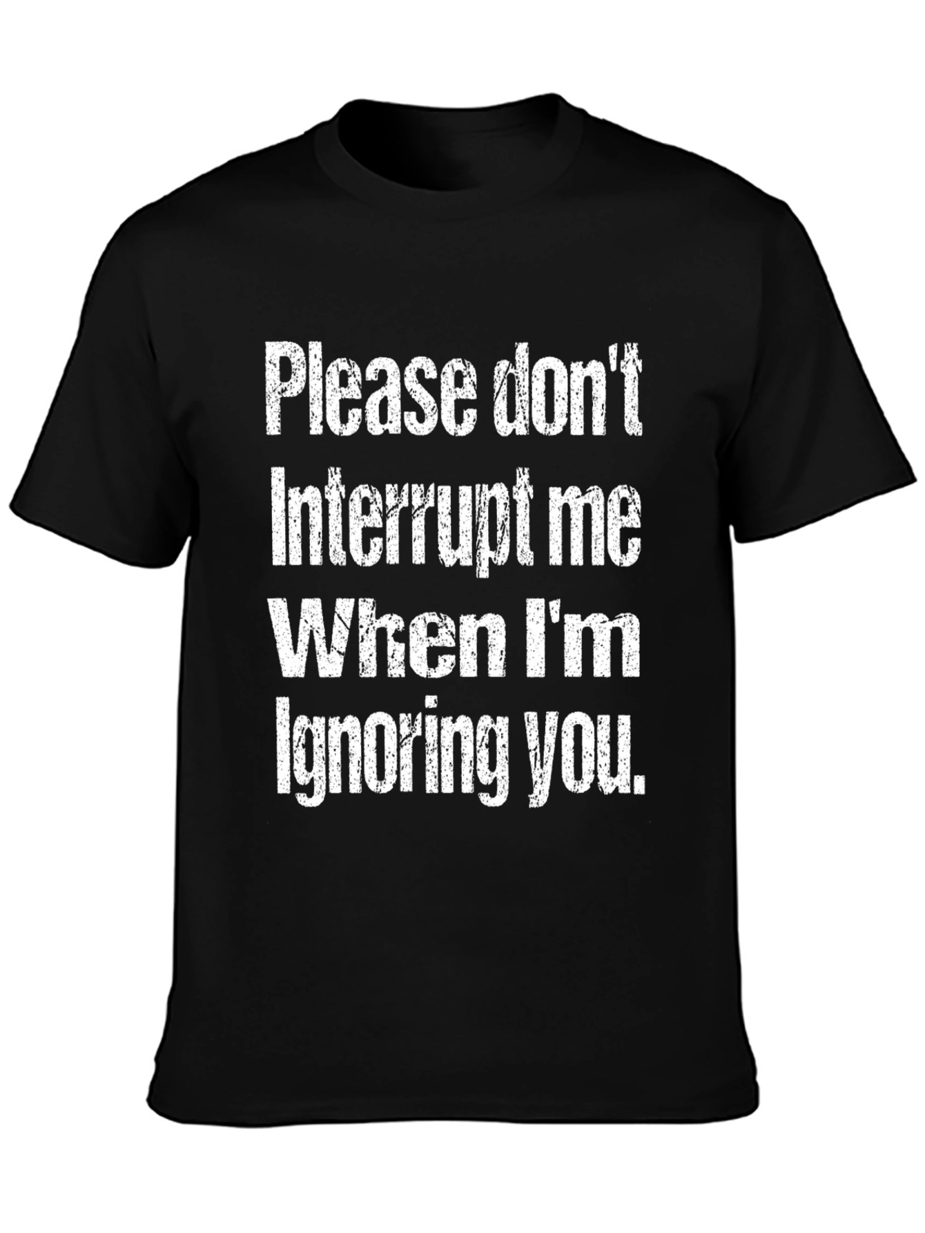 Black Humorous "Please Don't Interrupt" Graphic Tee view 3