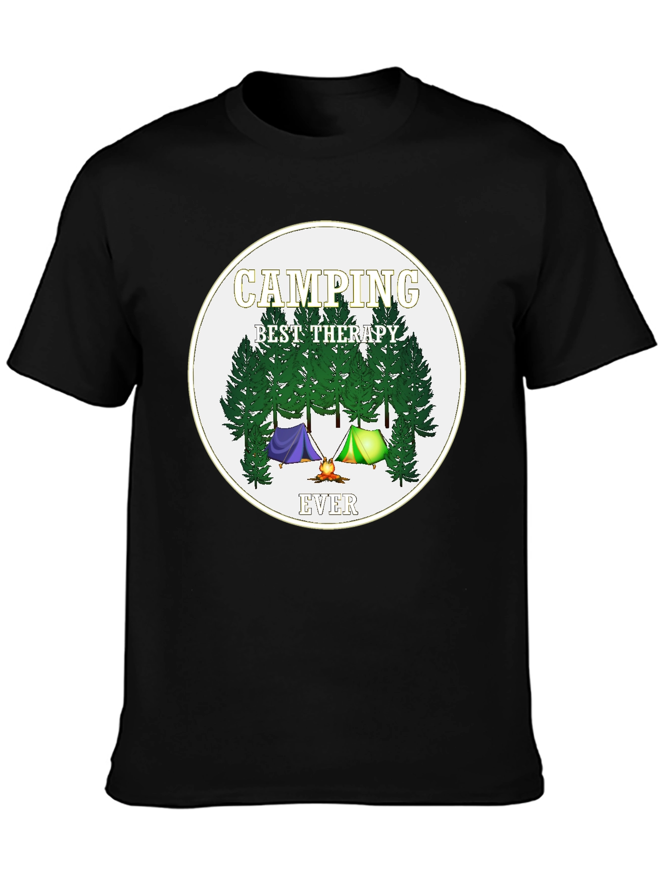 Black Camping Best Therapy Ever Graphic Tee view 3