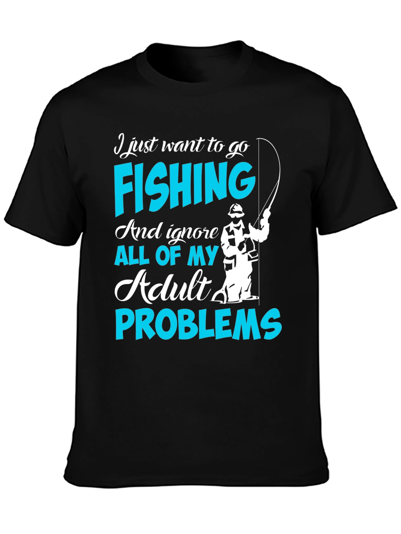 Black Fishing T-Shirt - Ignore Adult Problems view 3