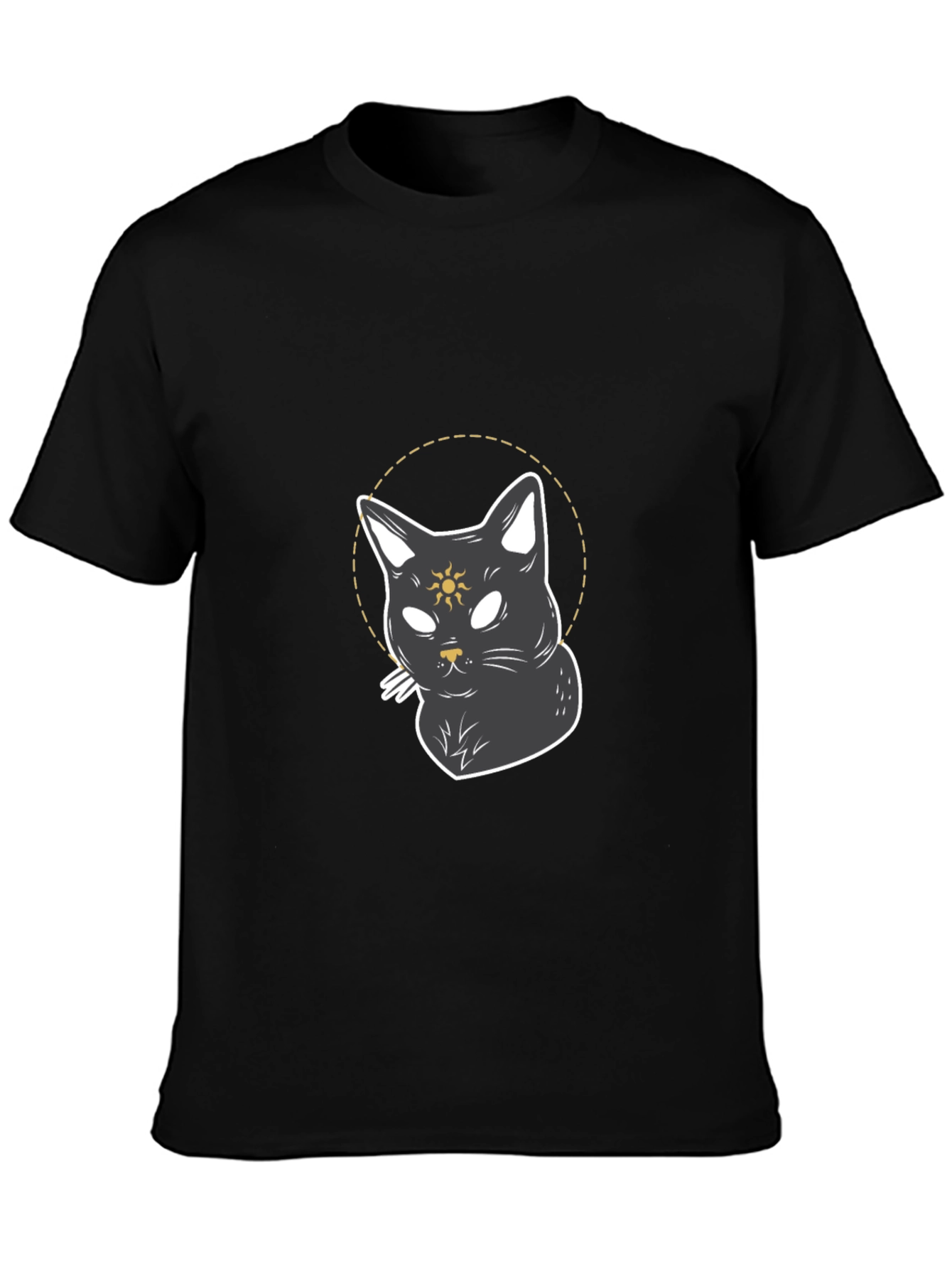 Black Mystic Cat Graphic T-Shirt - Black view 3
