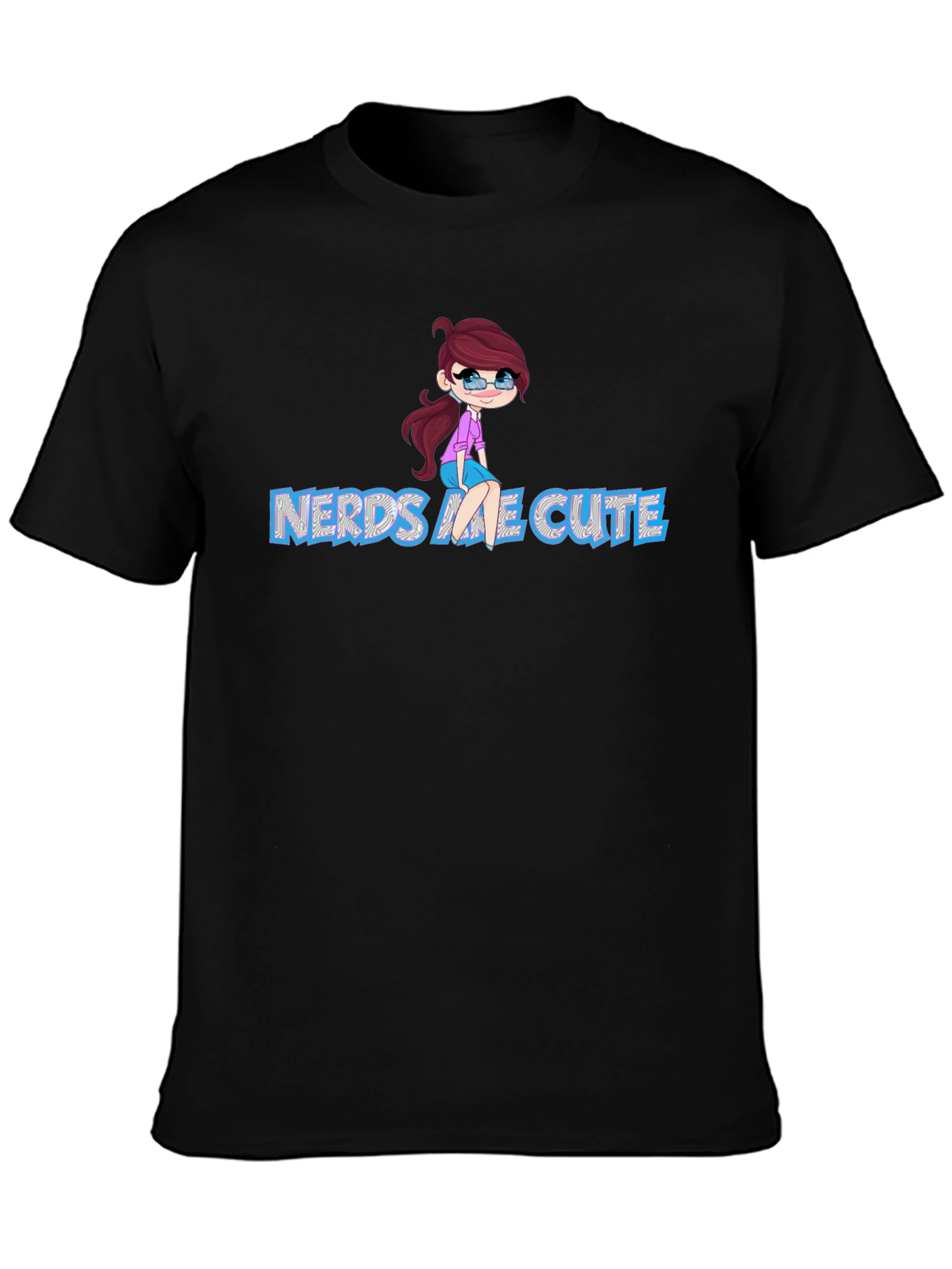 Black Nerds Are Cute Unisex Black T-Shirt view 3