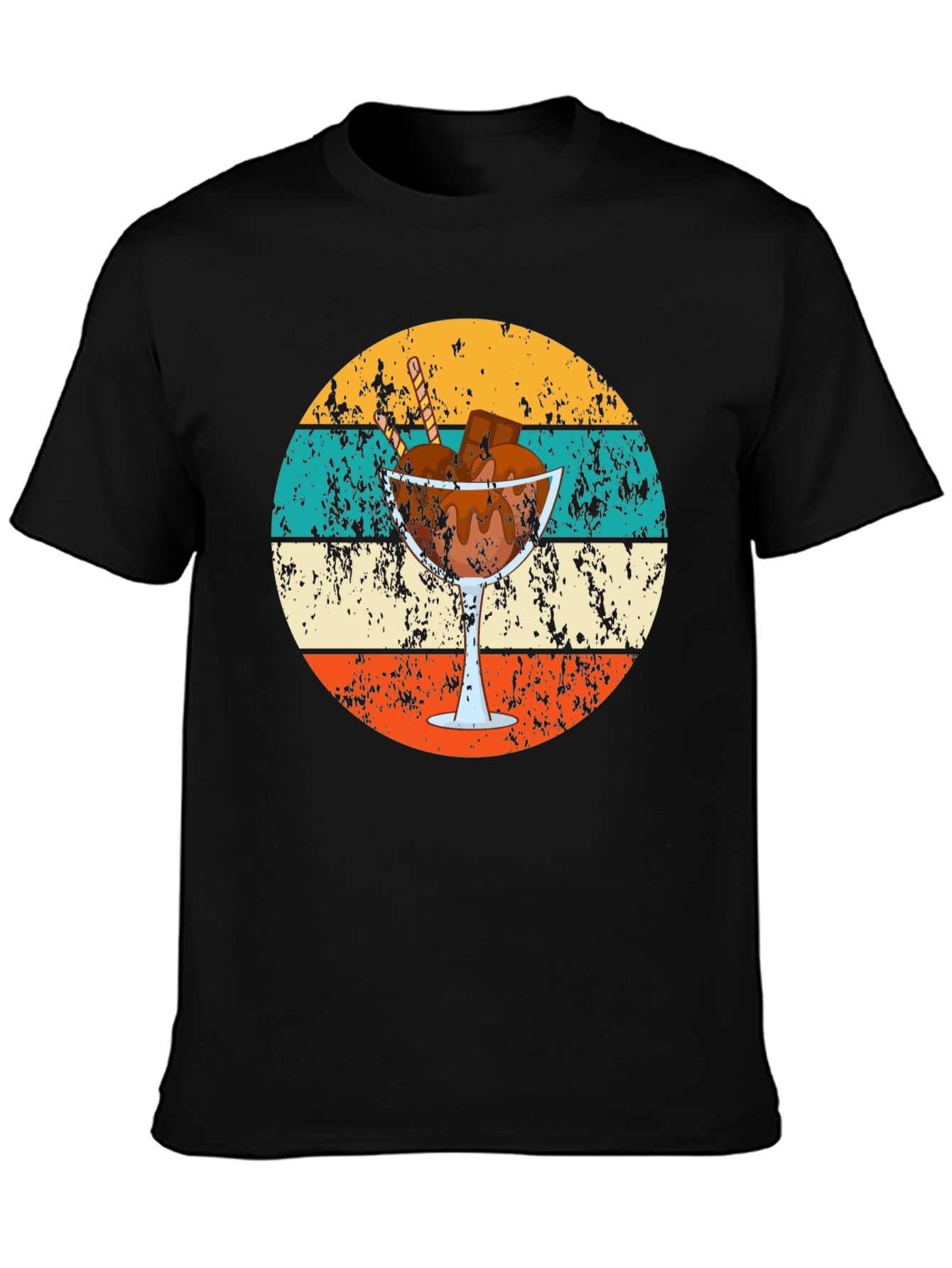 Black Retro Dessert T-Shirt - Chocolate Sundae Graphic Tee view 3