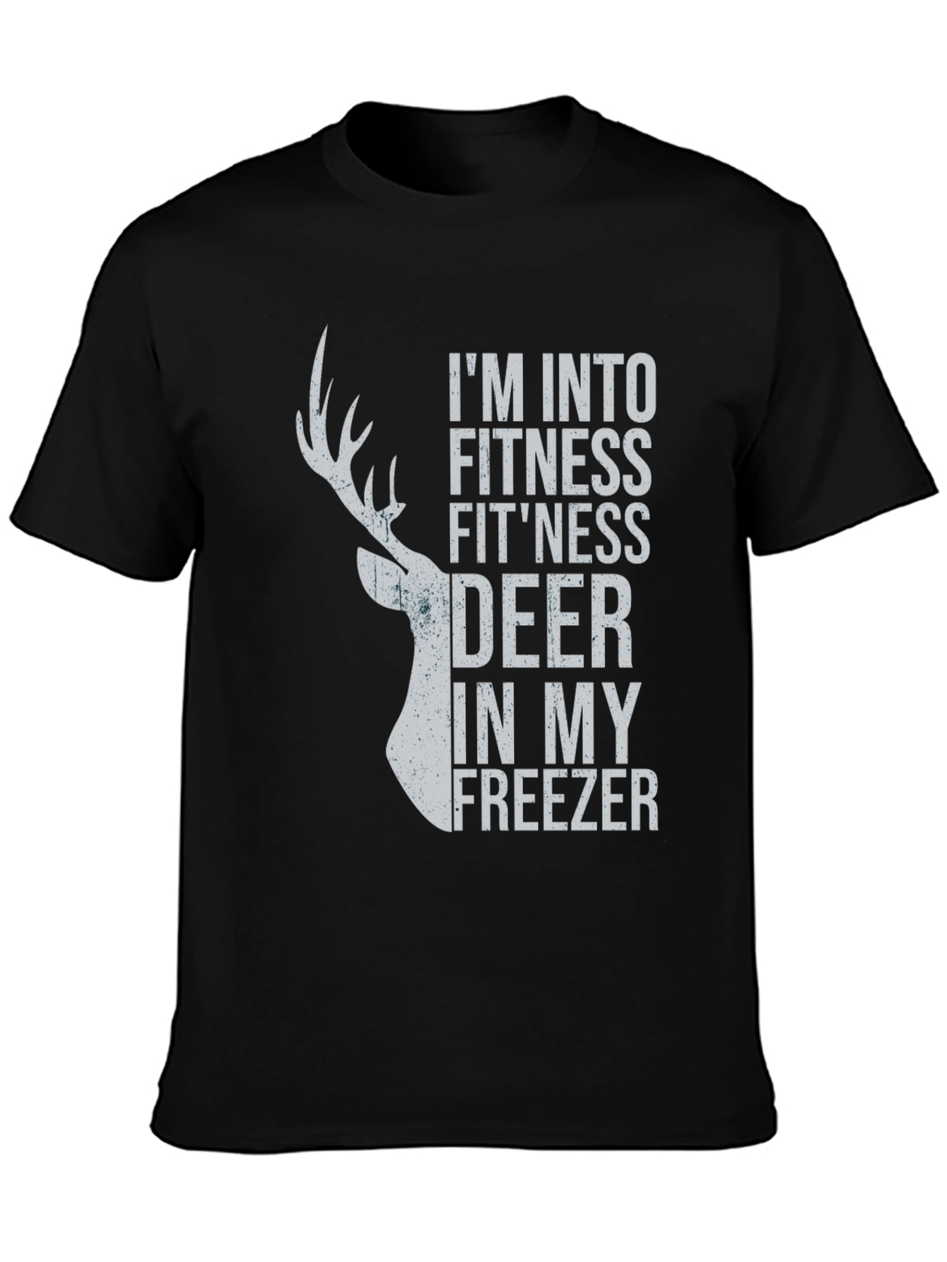 Black I'm Into Fitness Fit'ness Deer In My Freezer Graphic Tee view 3