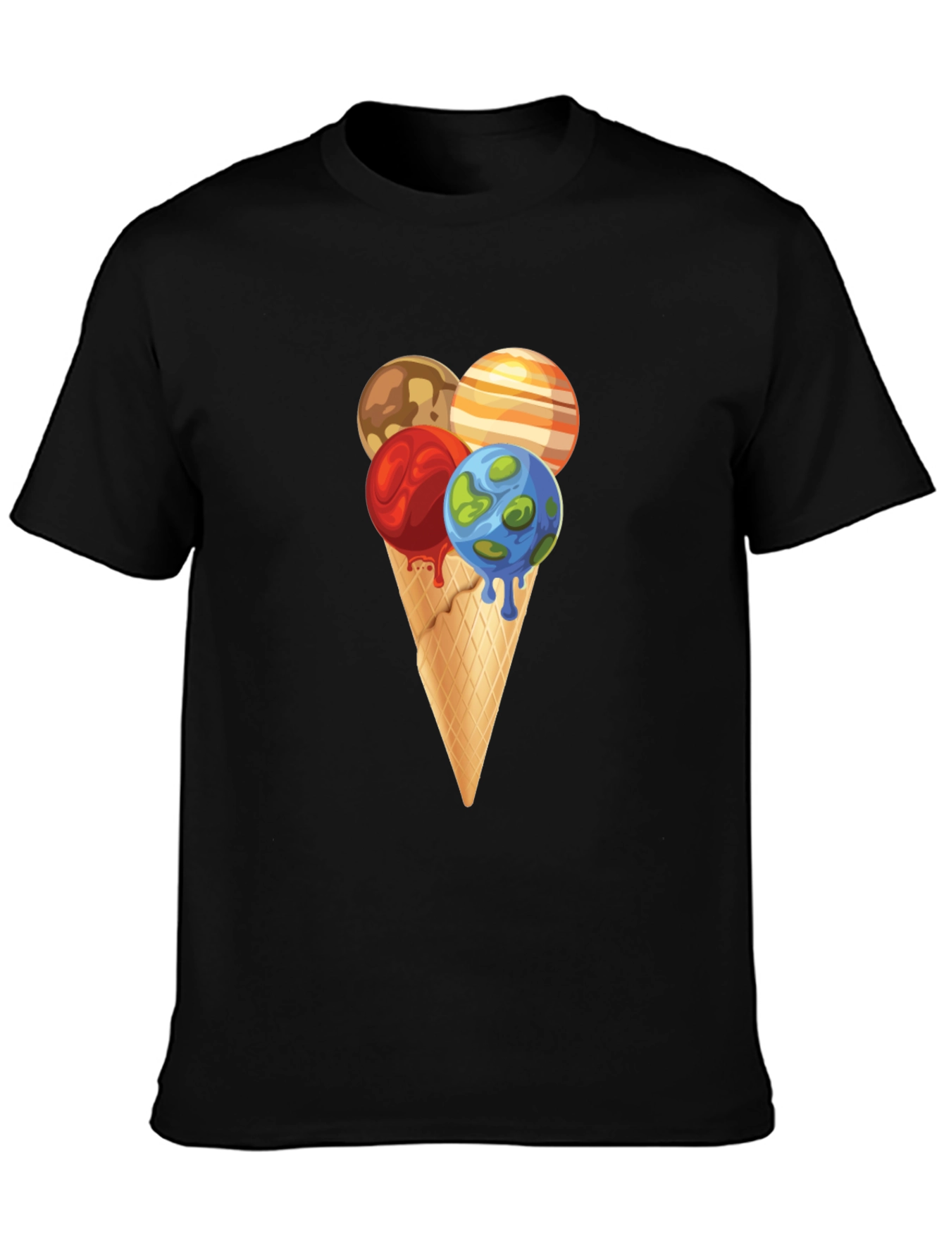 Black Planetary Ice Cream Cone Graphic Tee view 3